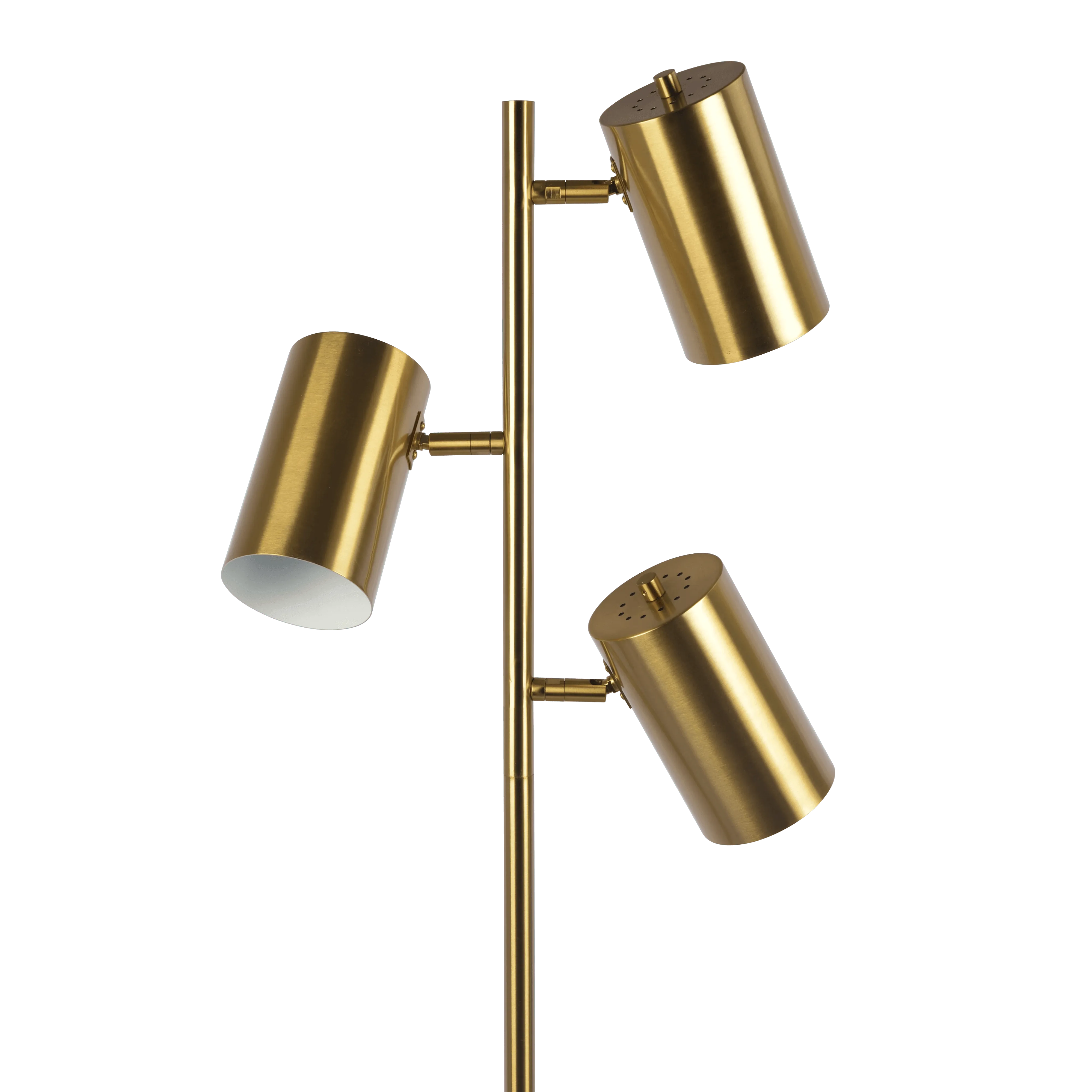 Harmony Brassed Gold Floor Lamp with Rotary Switch Triple Spots Metal Block Base - Image 4