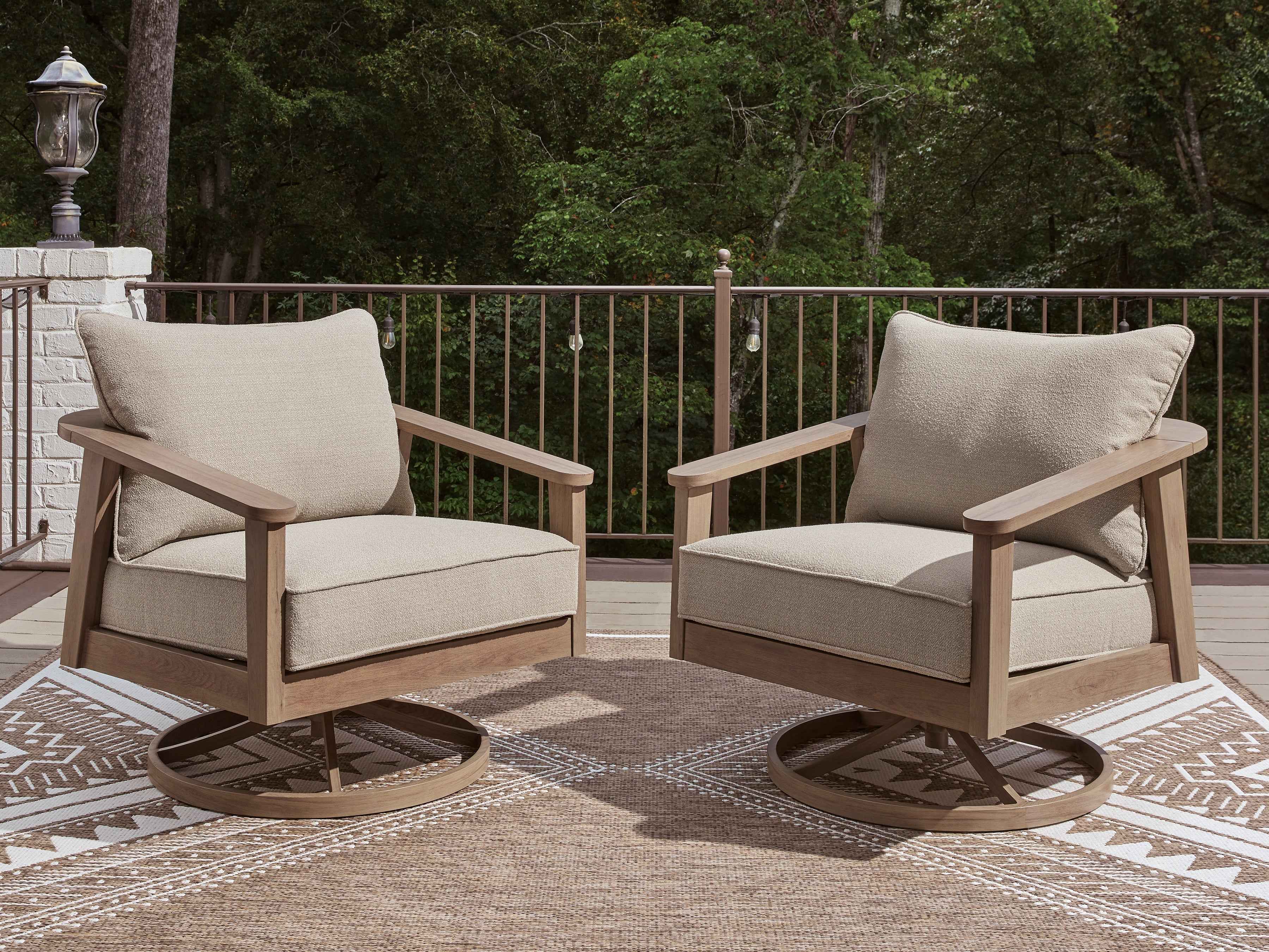 Harmony Headlands Natural/Gray Outdoor Swivel Lounge with Cushion