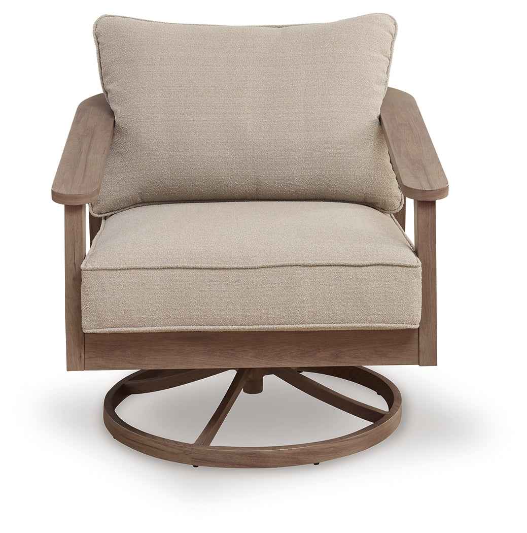 Harmony Headlands Natural/Gray Outdoor Swivel Lounge with Cushion - Image 3