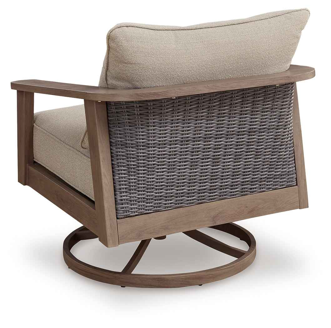 Harmony Headlands Natural/Gray Outdoor Swivel Lounge with Cushion - Image 4