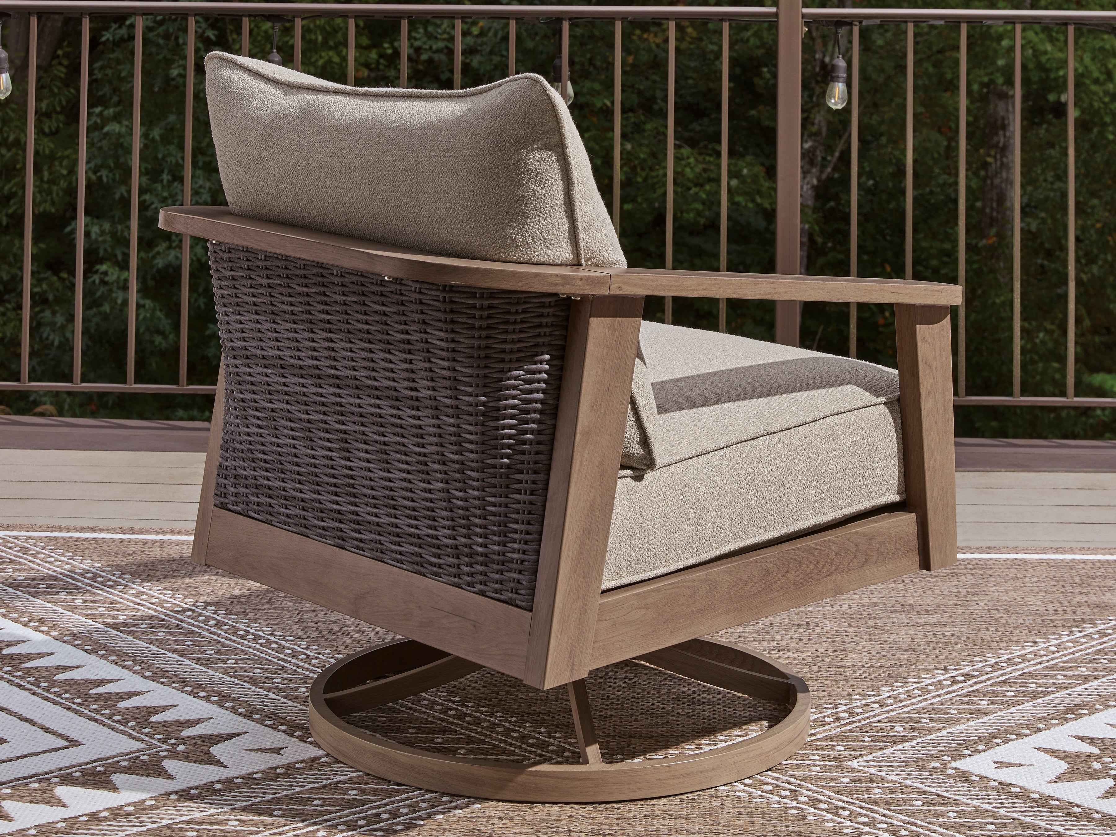Harmony Headlands Natural/Gray Outdoor Swivel Lounge with Cushion - Image 5