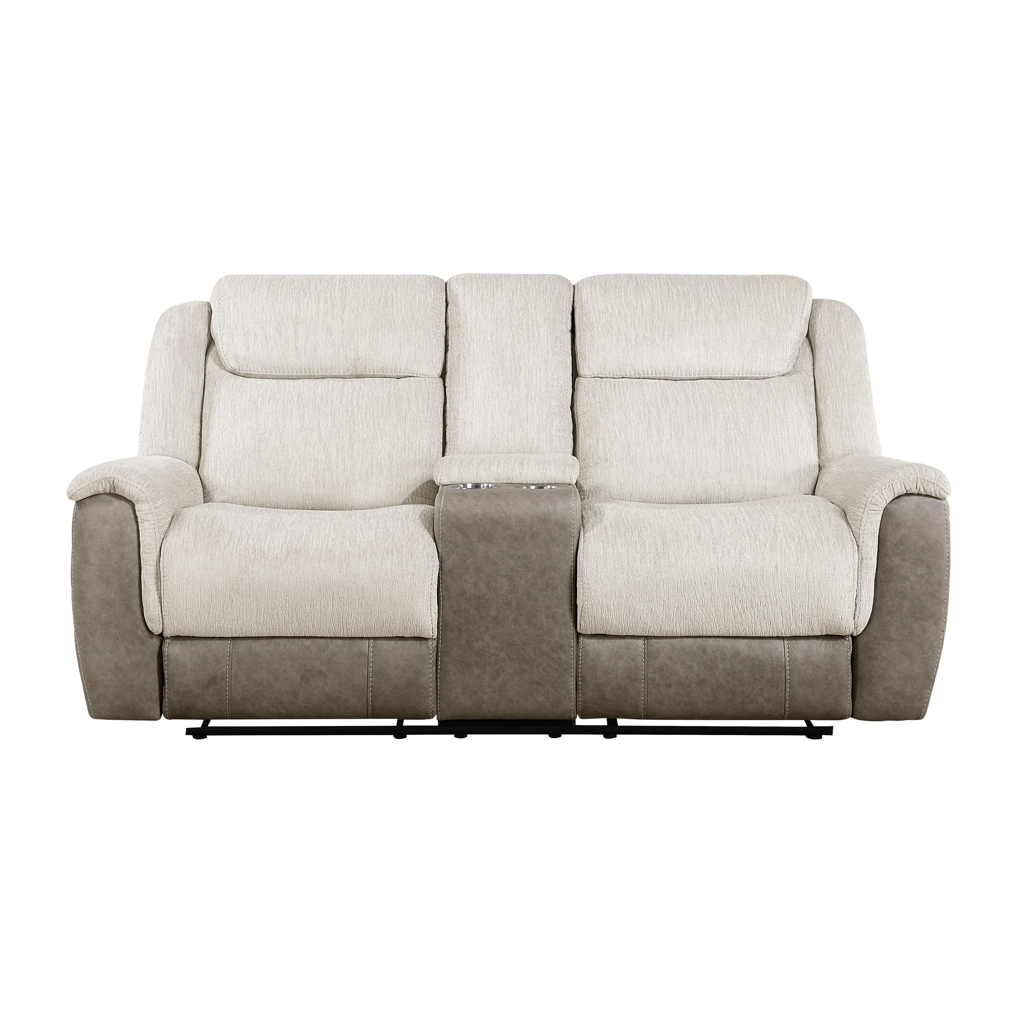 Harriette Beige/Brown Double Reclining Loveseat with Center Console - Image 10