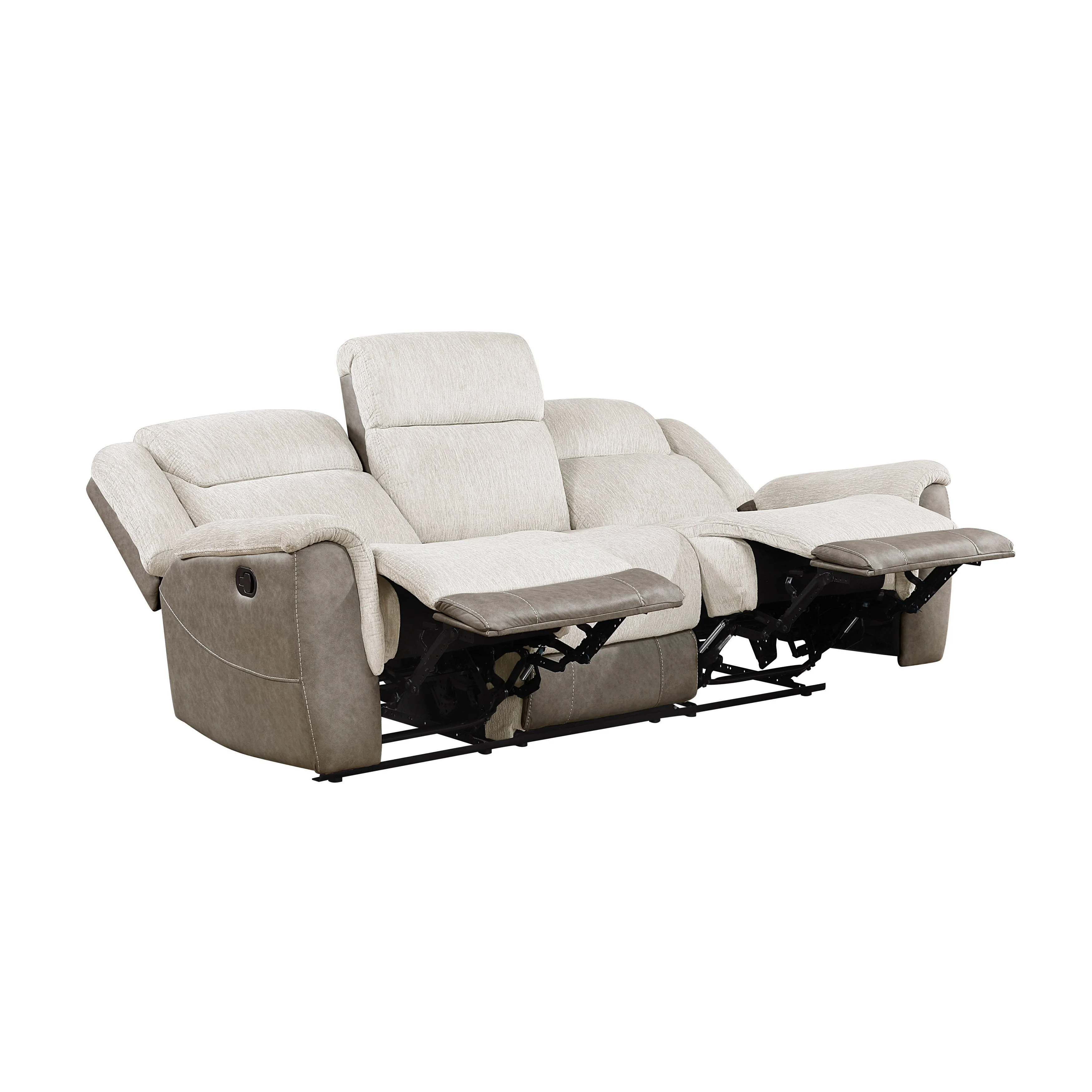 Harriette Beige/Brown Double Reclining Sofa - Image 4
