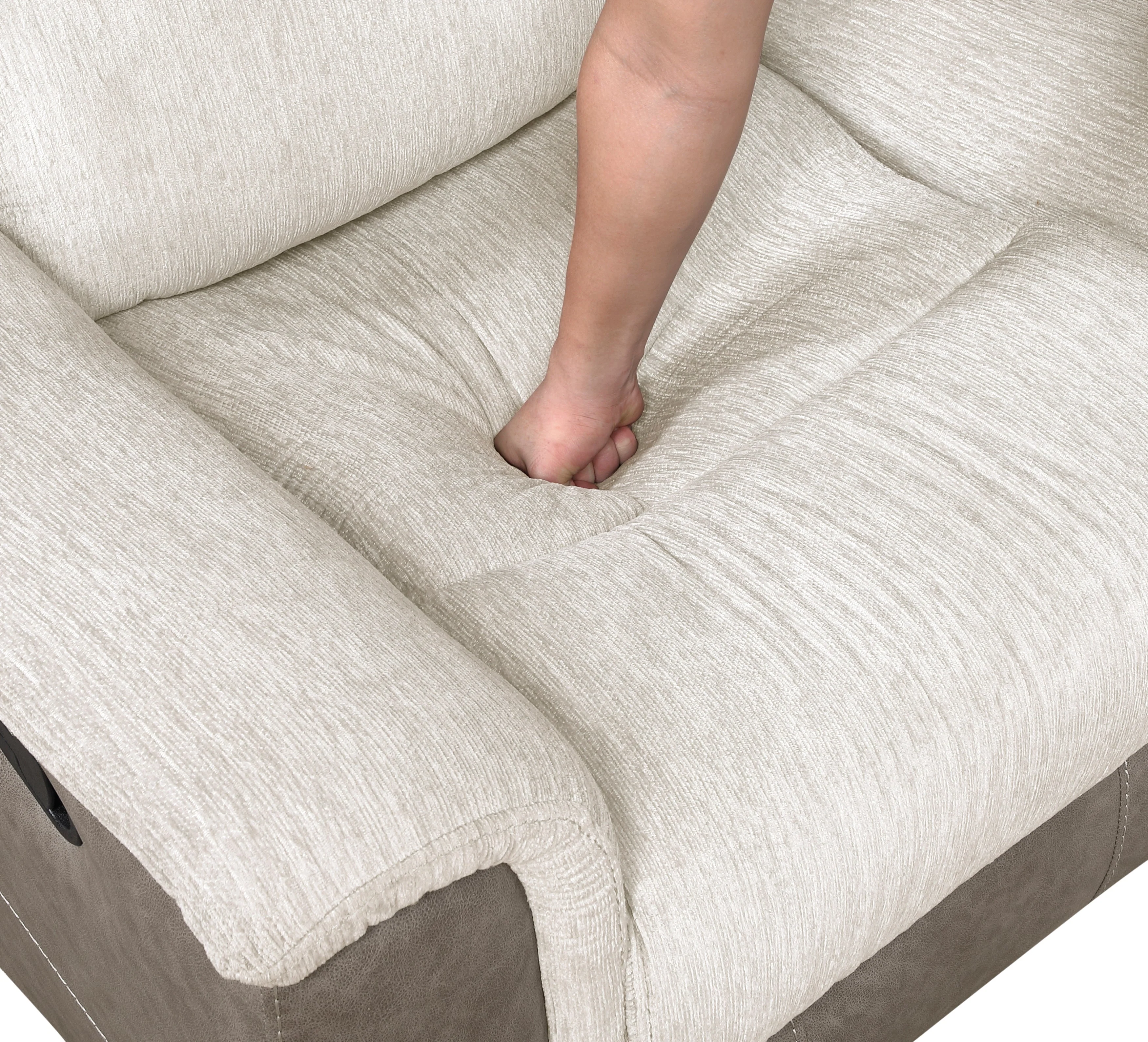 Harriette Beige/Brown Double Reclining Sofa - Image 7