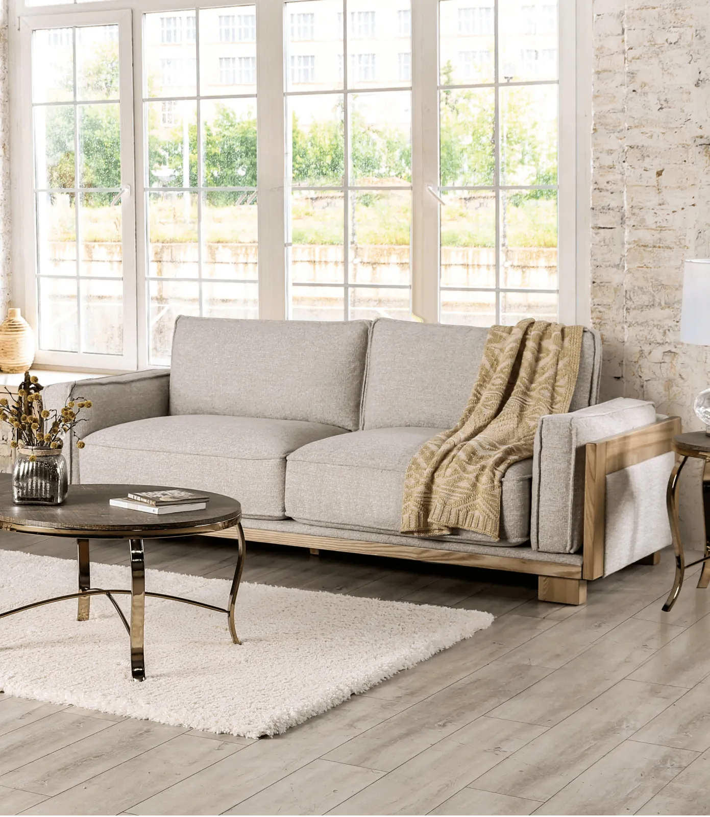 Harstad Light Brown/Natural Sofa & Loveseat - Image 2