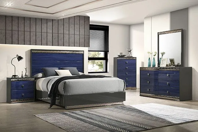 Hartlepool Ash Gray/Indigo Blue 5-Piece Queen Bedroom Set