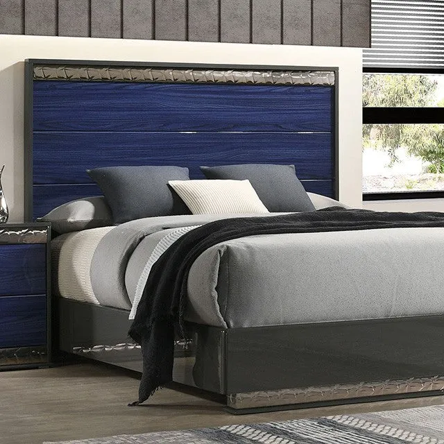 Hartlepool Ash Gray/Indigo Blue 5-Piece Queen Bedroom Set - Image 2