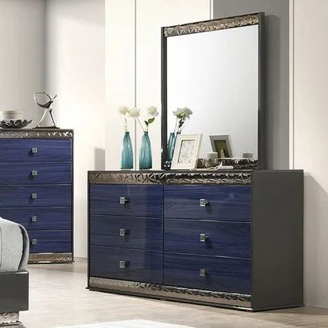 Hartlepool Ash Gray/Indigo Blue 5-Piece Queen Bedroom Set - Image 4