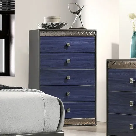 Hartlepool Ash Gray/Indigo Blue 5-Piece Queen Bedroom Set - Image 6