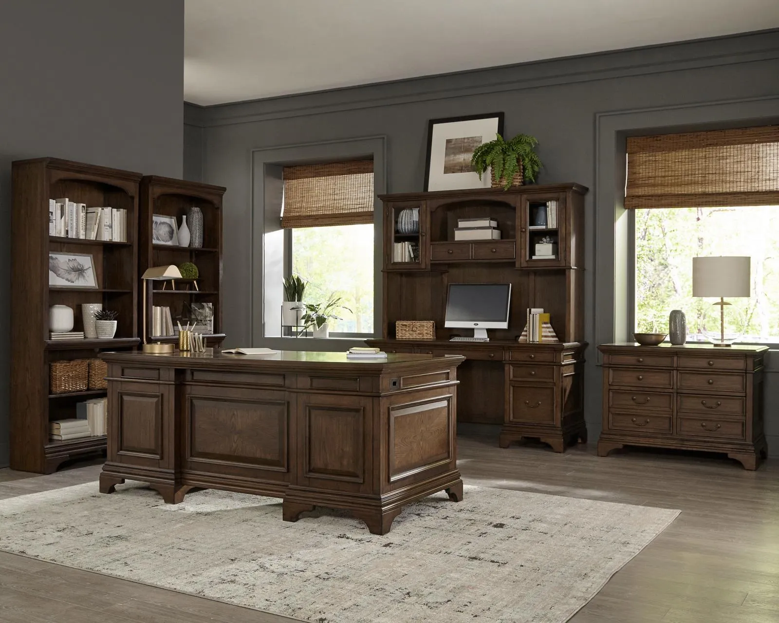 Hartshill Burnished Oak 5-Shelf Bookcase - Image 9