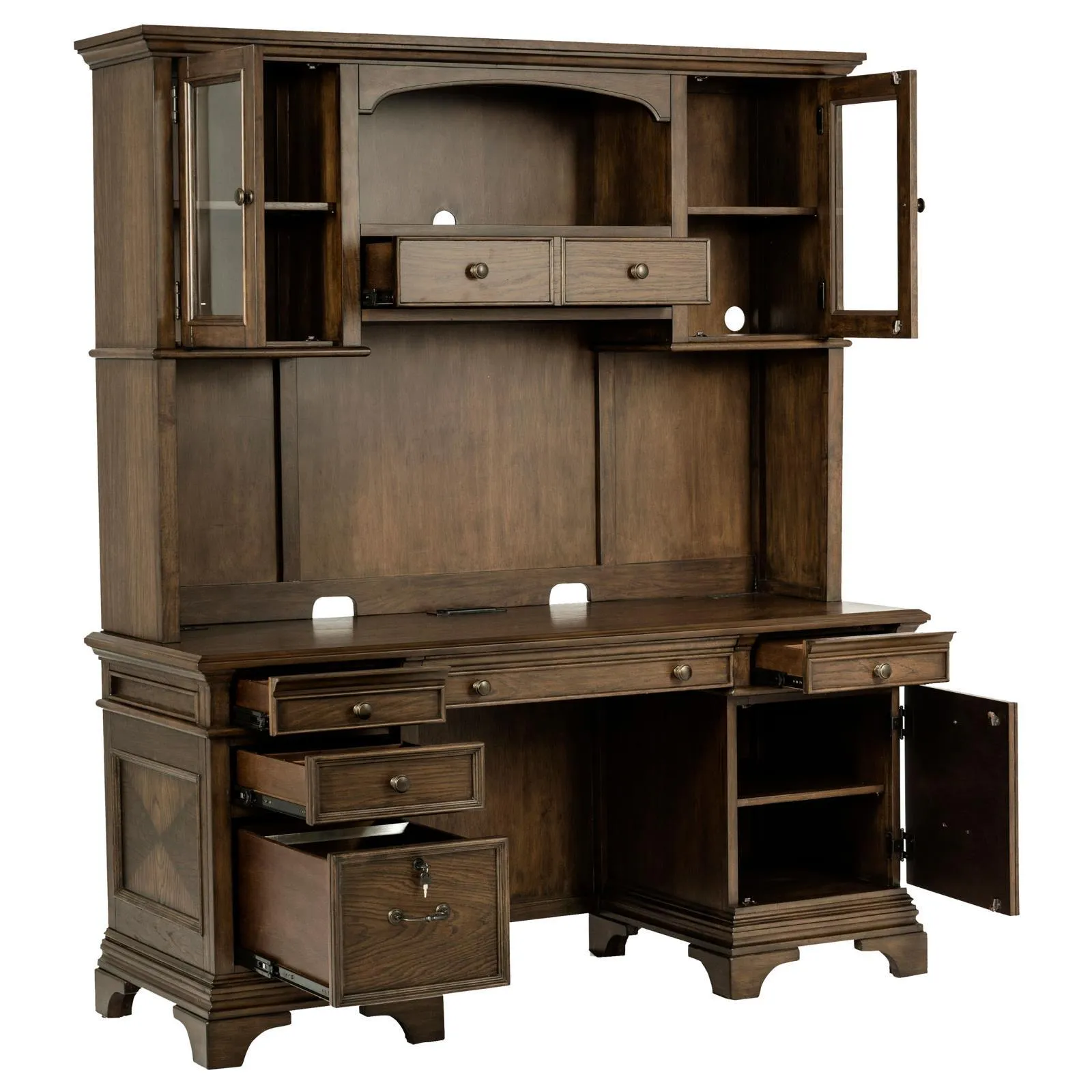 Hartshill Burnished Oak Credenza with Hutch - Image 2