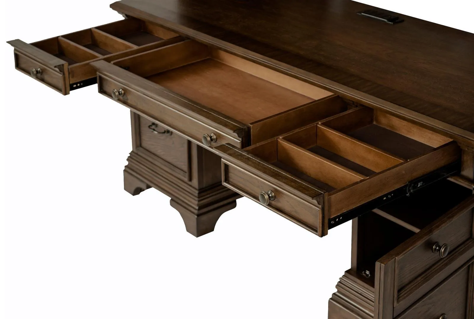 Hartshill Burnished Oak Credenza with Power Outlet - Image 10
