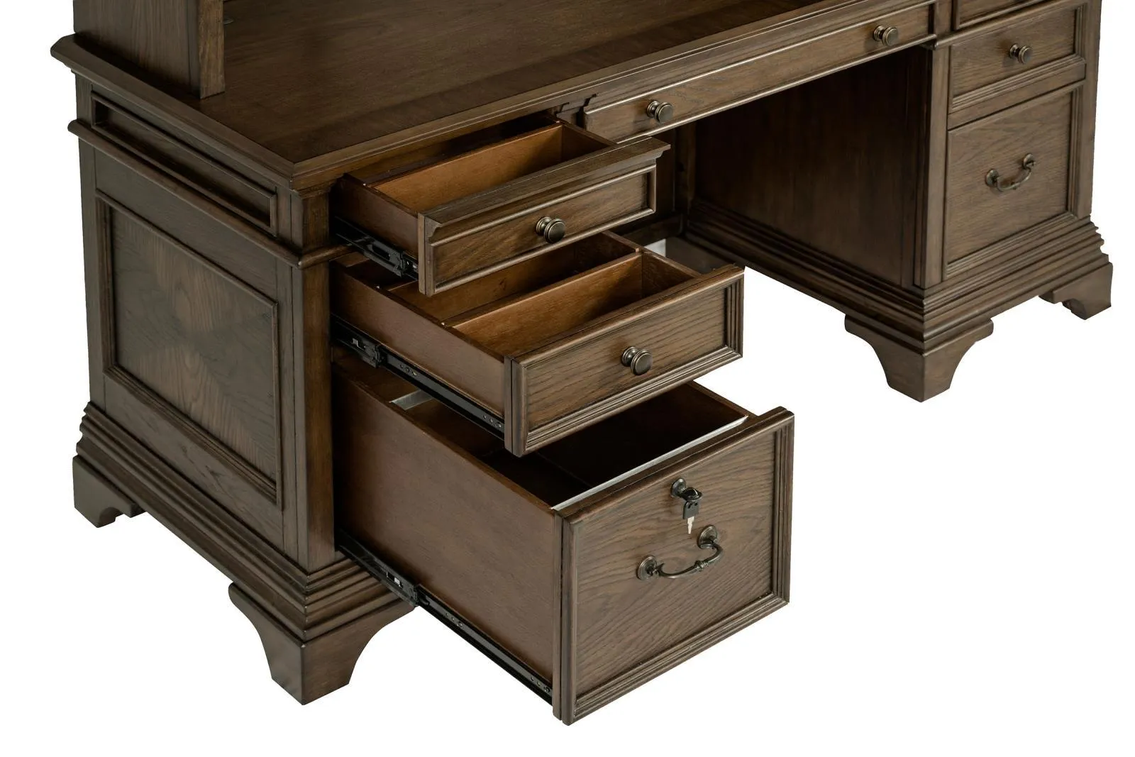 Hartshill Burnished Oak Credenza with Power Outlet - Image 11