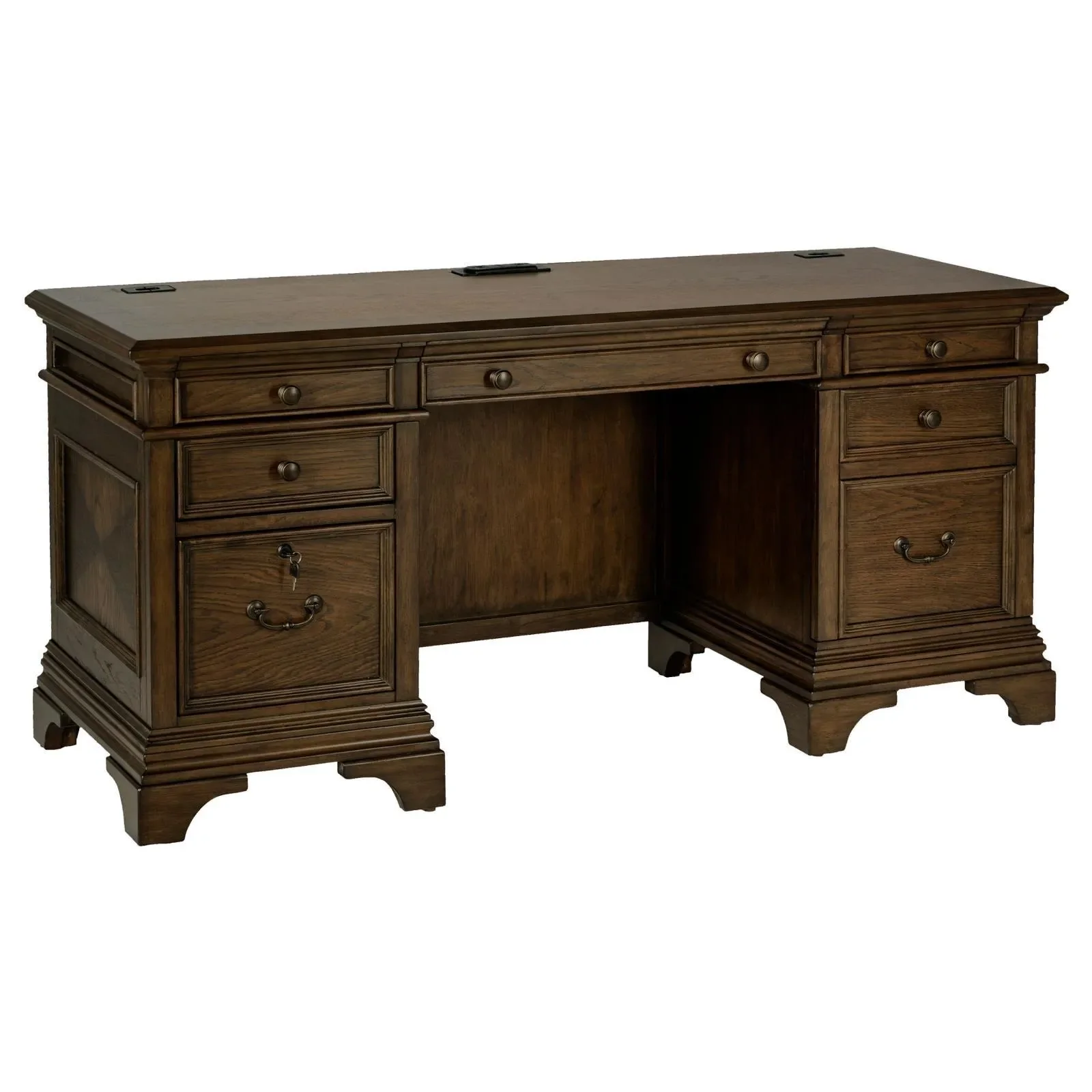 Hartshill Burnished Oak Credenza with Power Outlet - Image 16