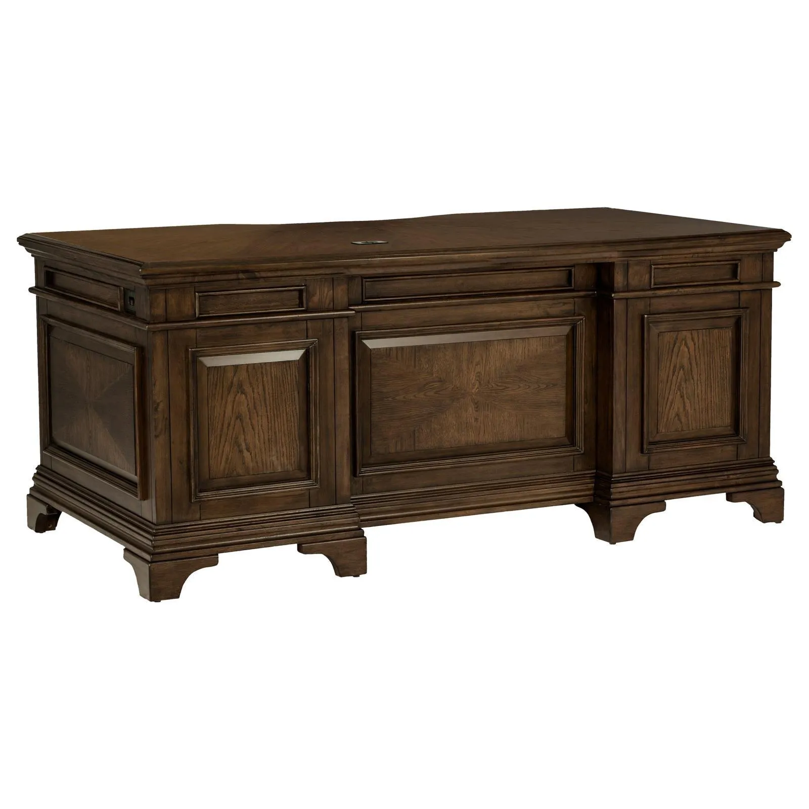 Hartshill Burnished Oak Executive Desk with File Cabinets - Image 6