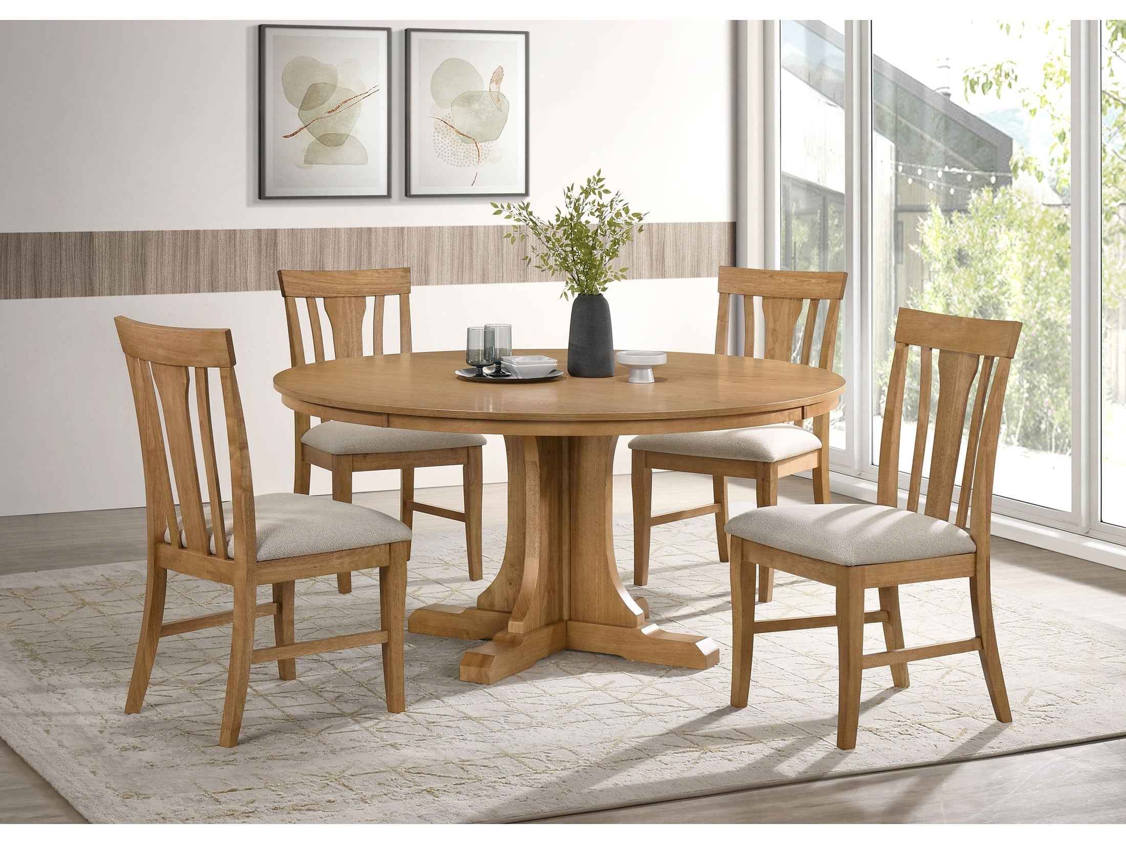 Hartville Natural Light Brown 5-piece Round Dining Table Set