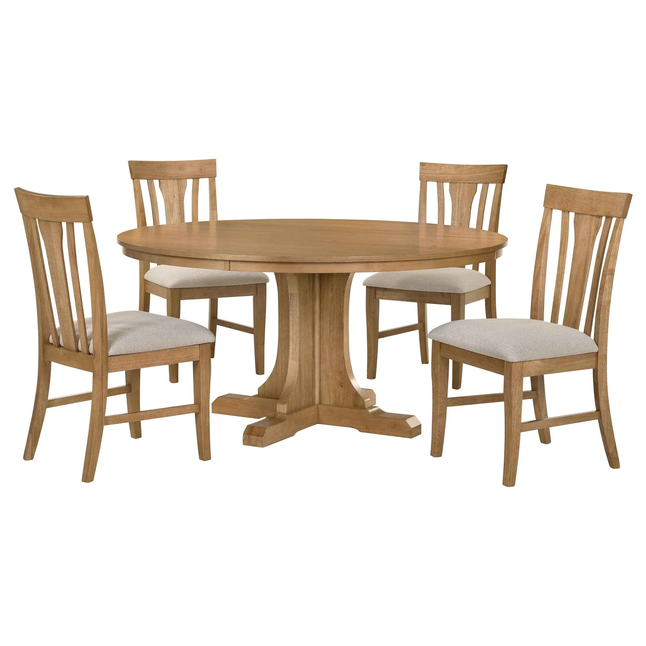 Hartville Natural Light Brown 5-piece Round Dining Table Set - Image 2