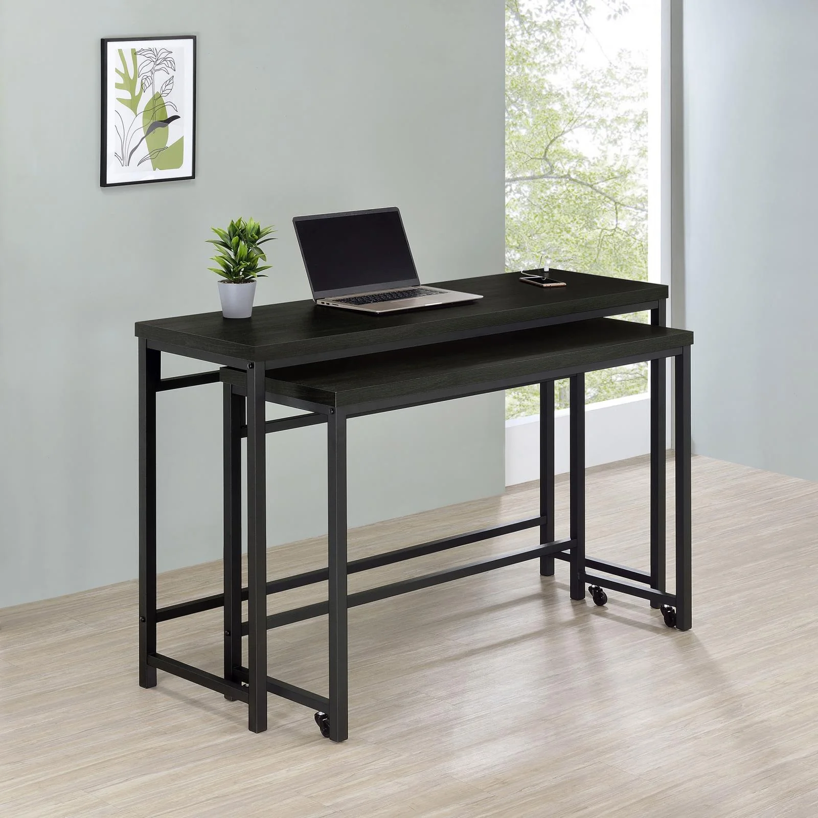 Hawes Black 4-Piece Multipurpose Counter Height Table Set - Image 2