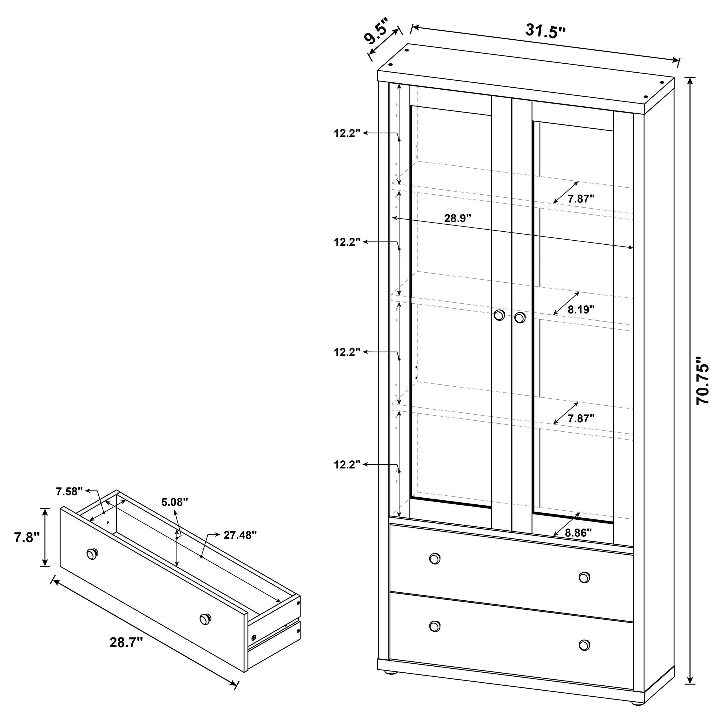 Hawthorne White 4-Shelf Glass Door Tall Cabinet with Drawers - Image 11