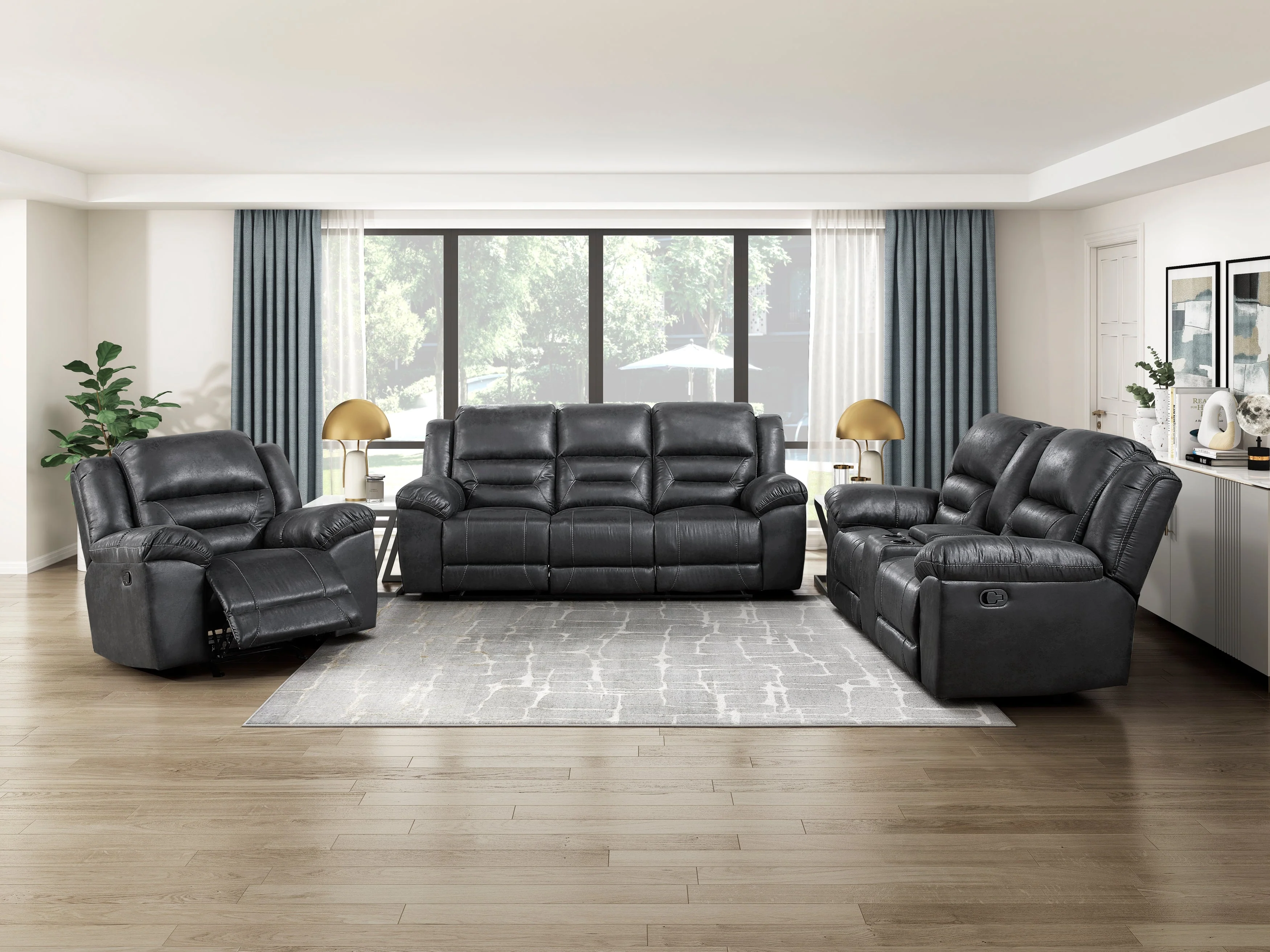 Hazen Black Reclining Living Room Set