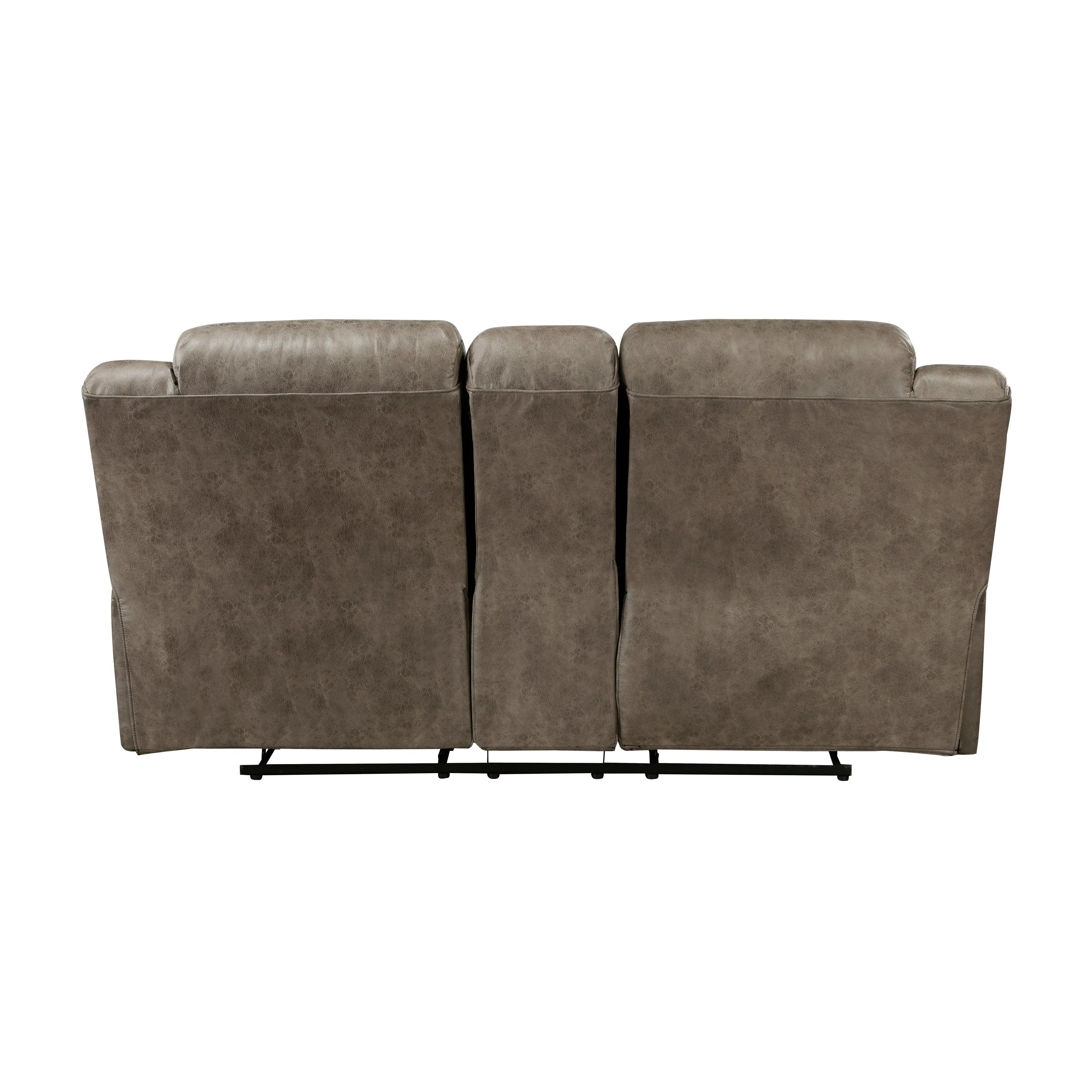 Hazen Brown Microfiber Double Reclining Loveseat with Center Console - Image 4