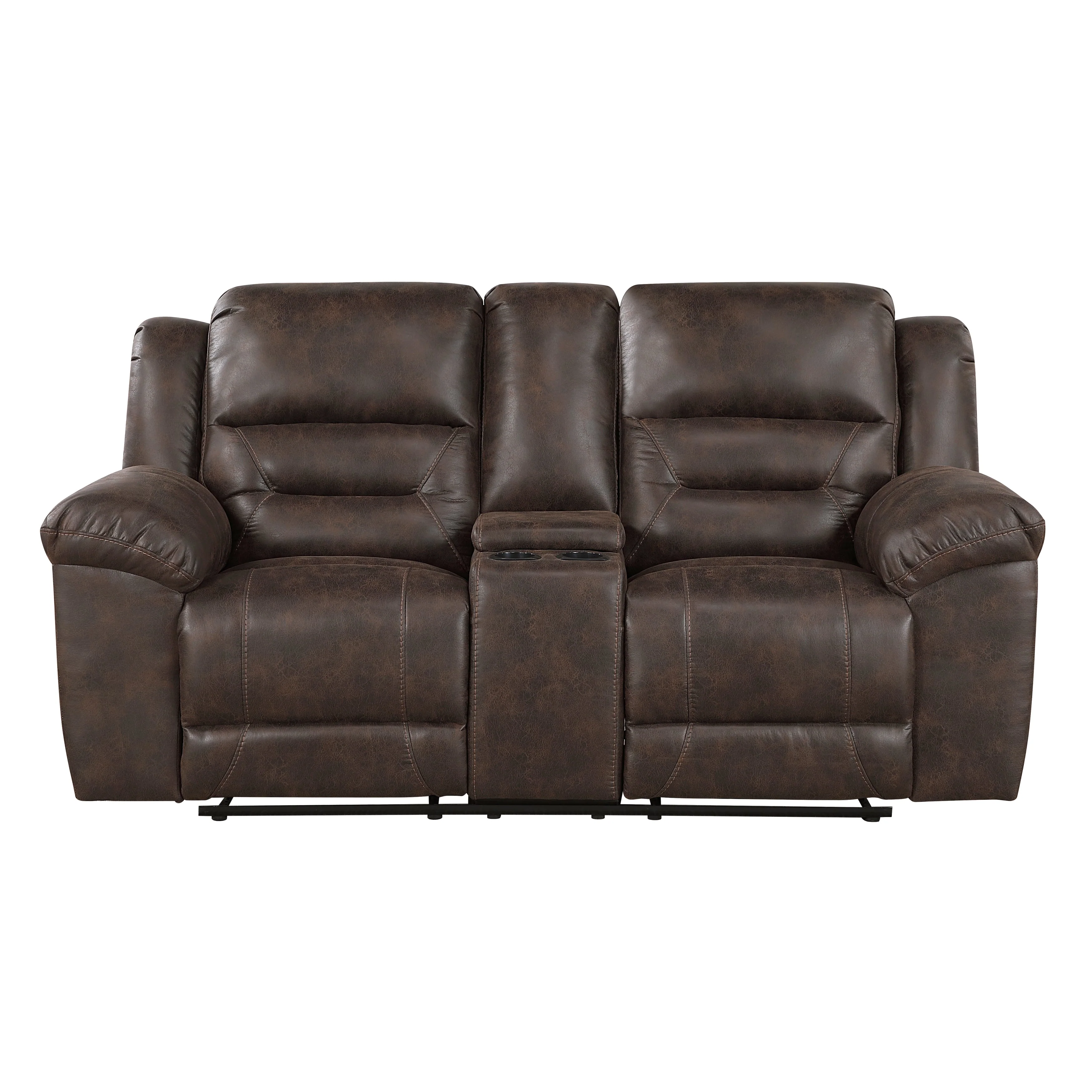 Hazen Dark Brown Double Reclining Loveseat with Center Console - Image 10
