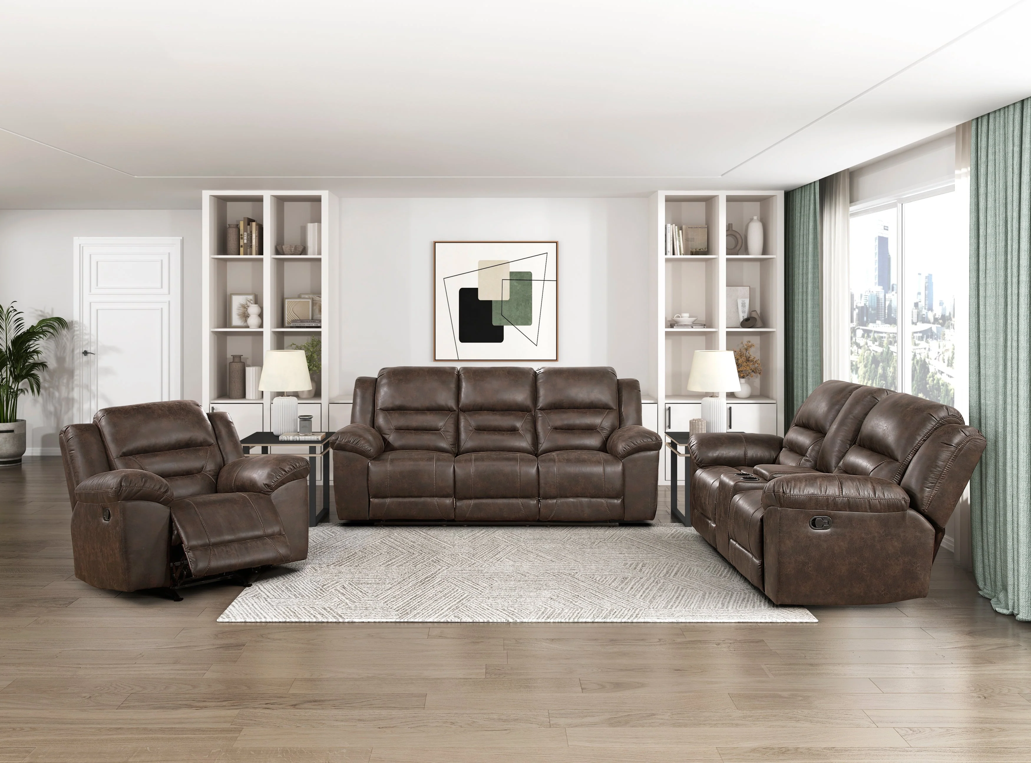 Hazen Dark Brown Double Reclining Sofa - Image 8