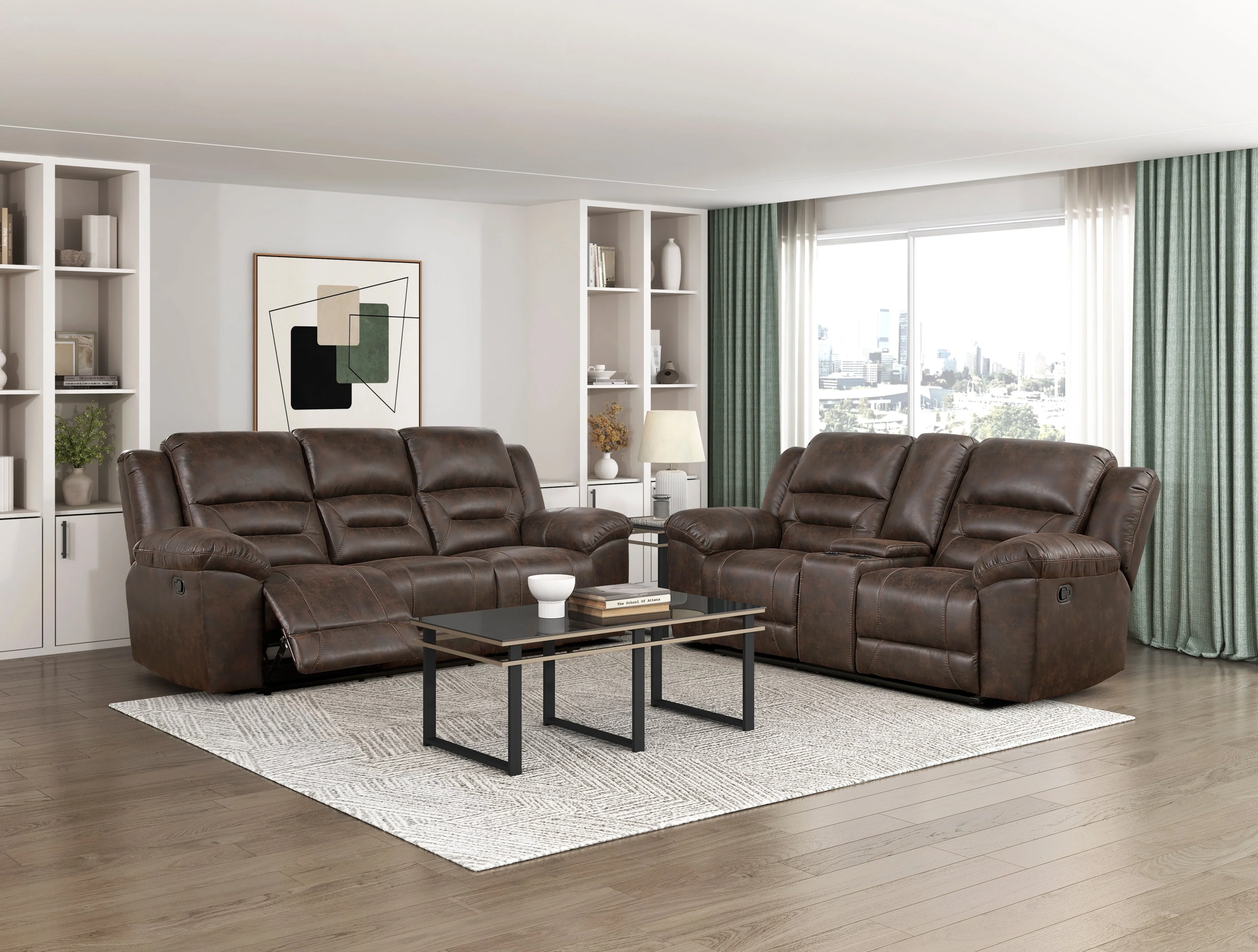 Hazen Dark Brown Reclining Living Room Set - Image 2