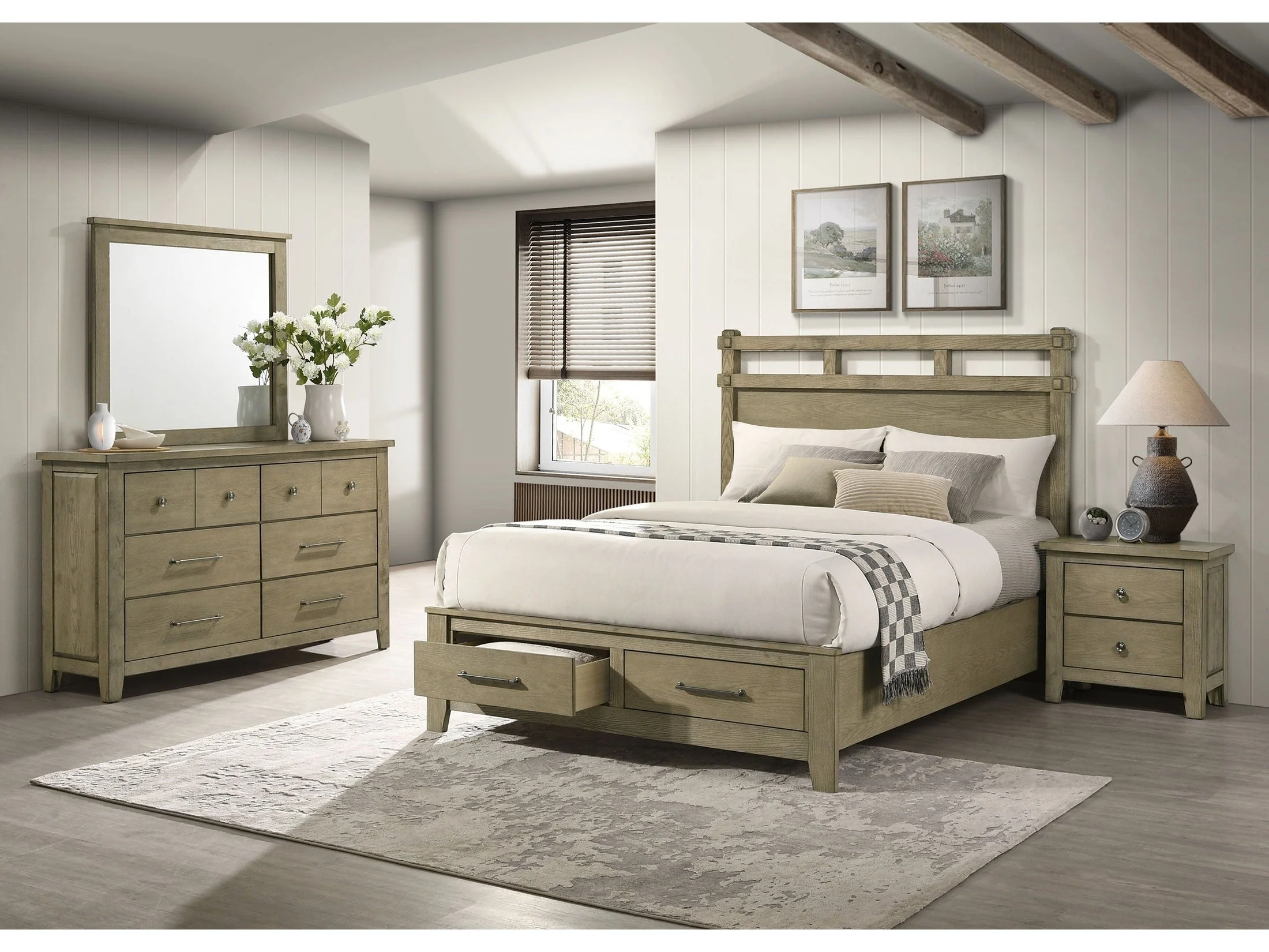 Hazlewood Vineyard Oak 4-piece Eastern King Storage Bedroom Set