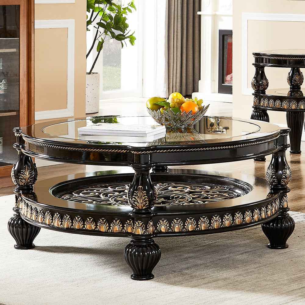 HD-1208 Black Enamel 3-Piece Coffee Table Set - Image 2