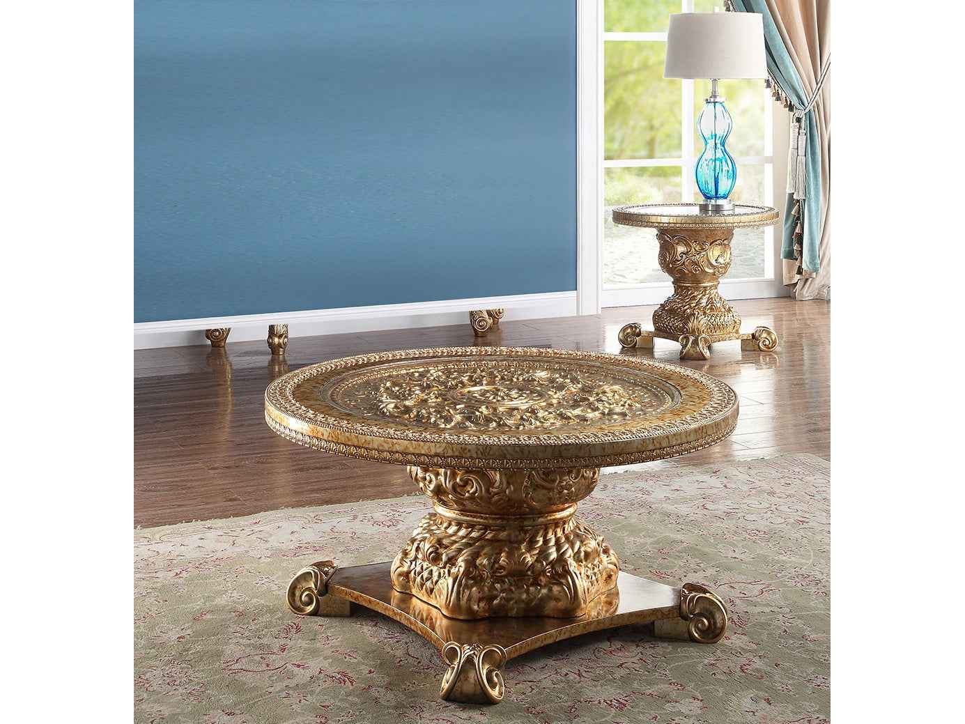HD-328G Metallic Gold 3-Piece Coffee Table Set