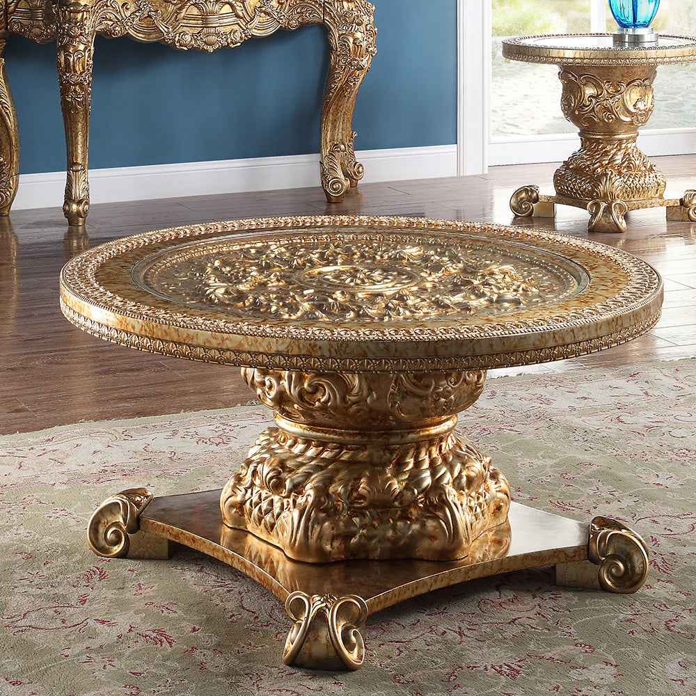 HD-328G Metallic Gold 3-Piece Coffee Table Set - Image 3