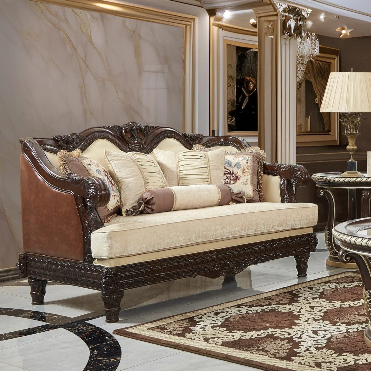 HD-386 Cherry Mahogany Sofa - Image 2