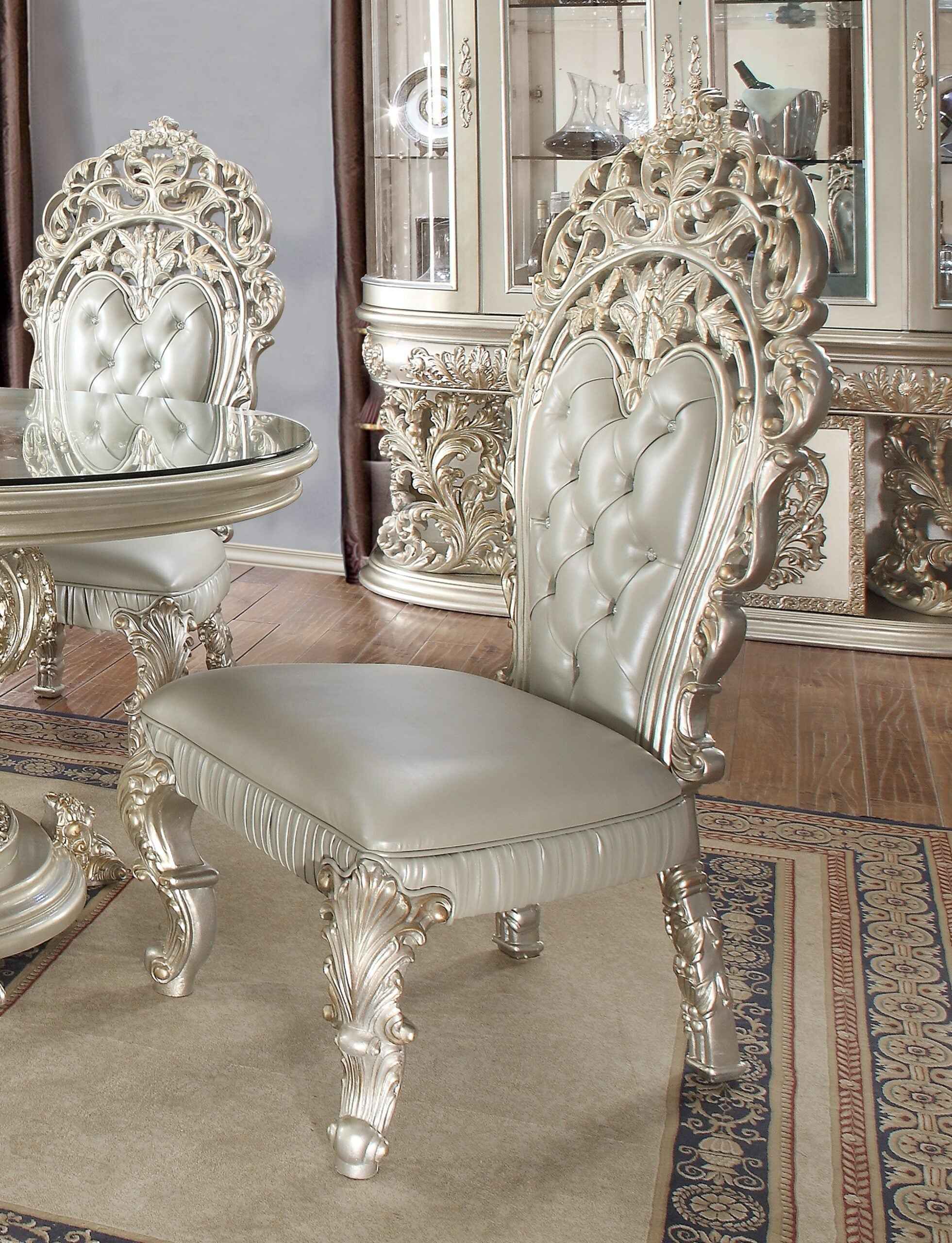HD-8088 Metallic Silver/Gold Highlights 5-Piece Dining Room Set - Image 2