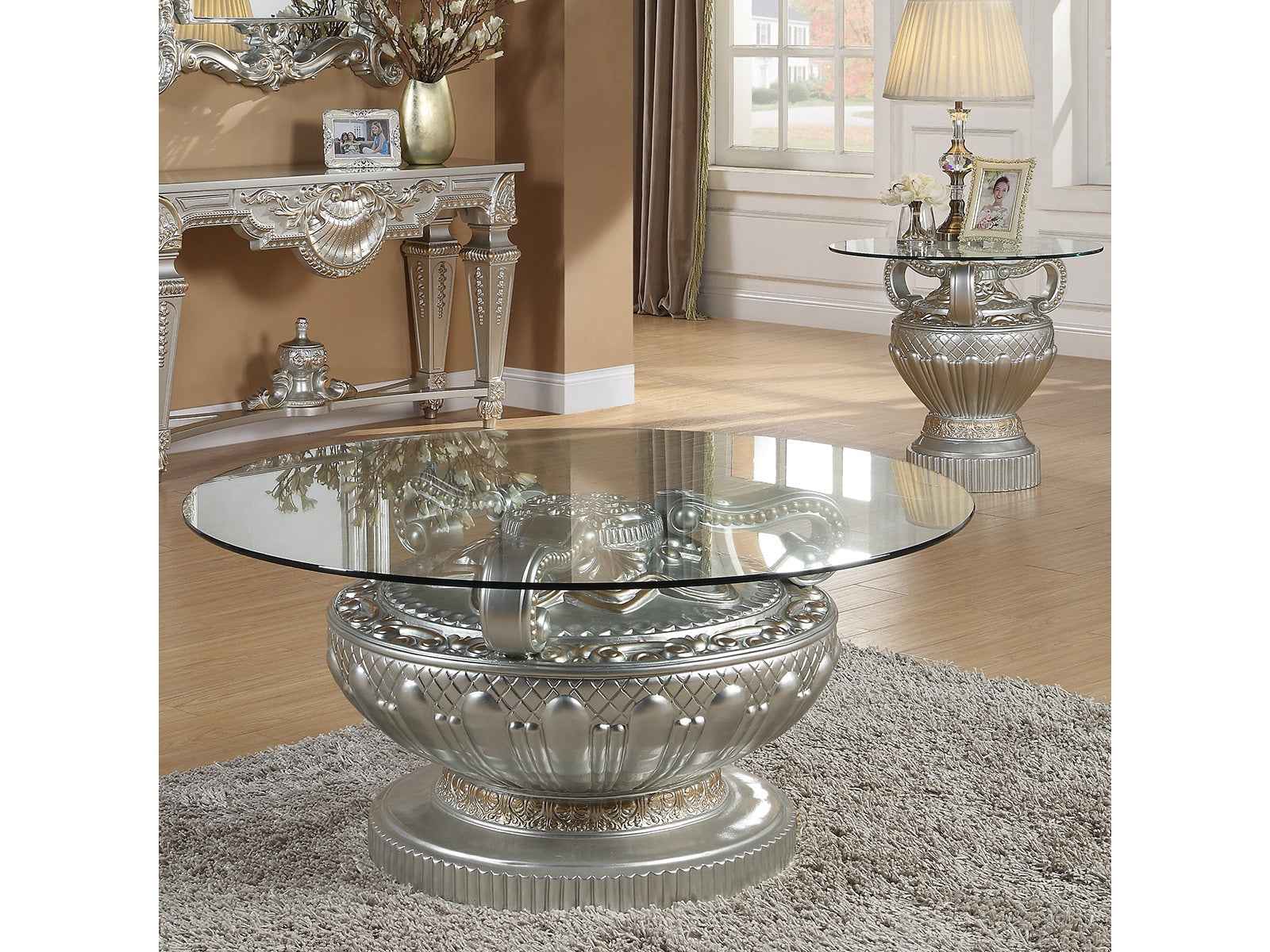 HD-8908S Silver 3-Piece Coffee Table Set