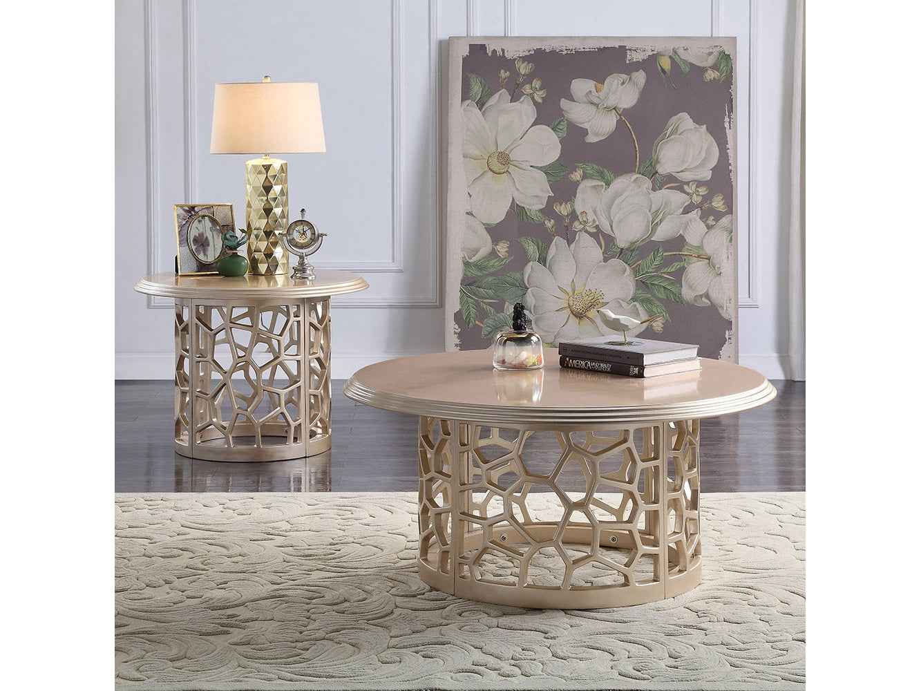 HD-8913CHAM Champagne 3-Piece Coffee Table Set