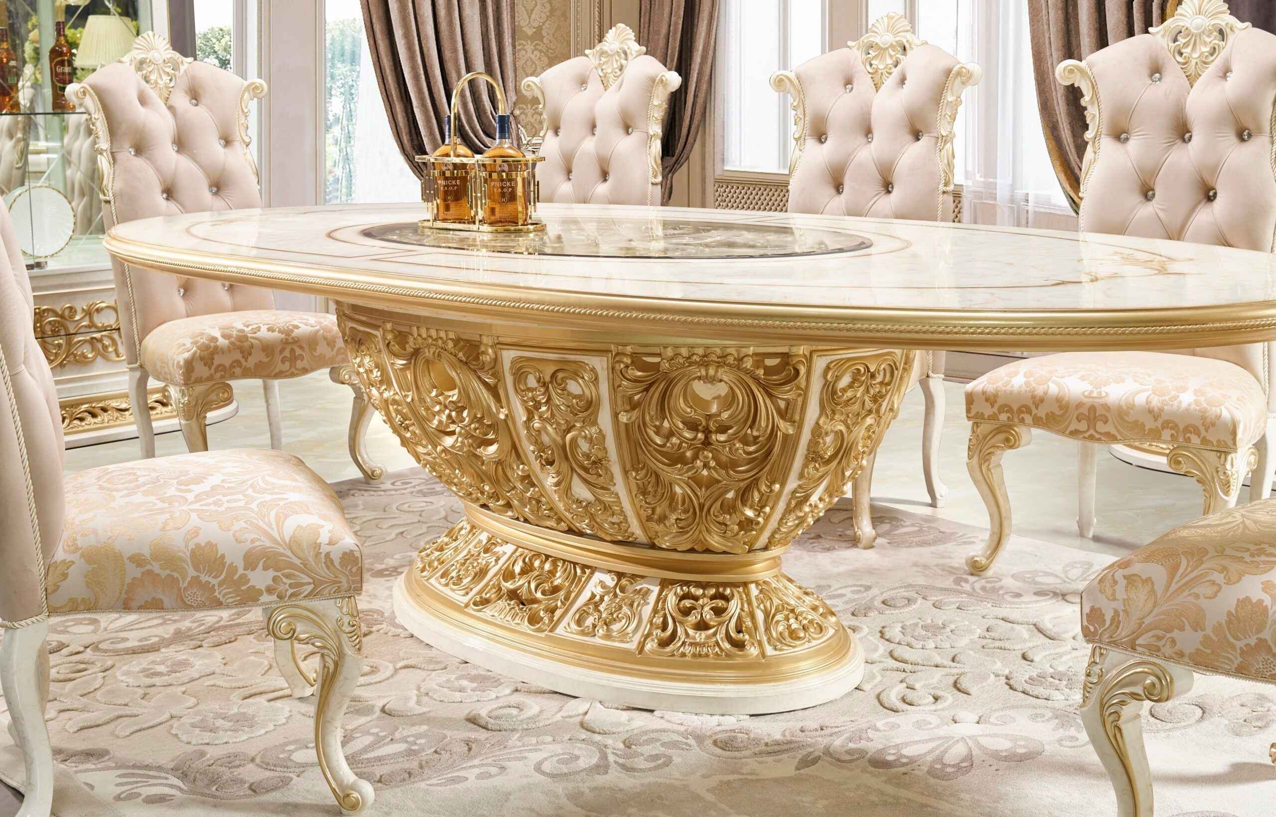 HD-903 Cream/Gold Dining Table - Image 3