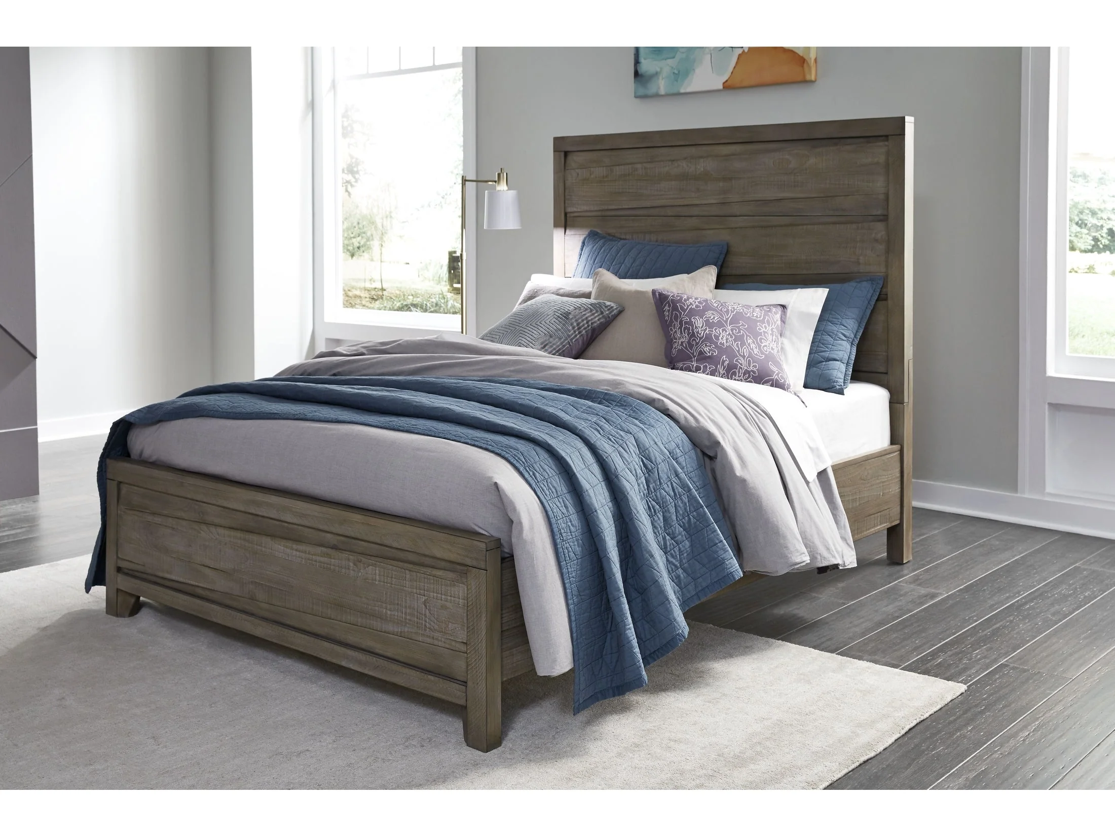 Hearst Solid Wood Full Panel Bed in Sahara Tan