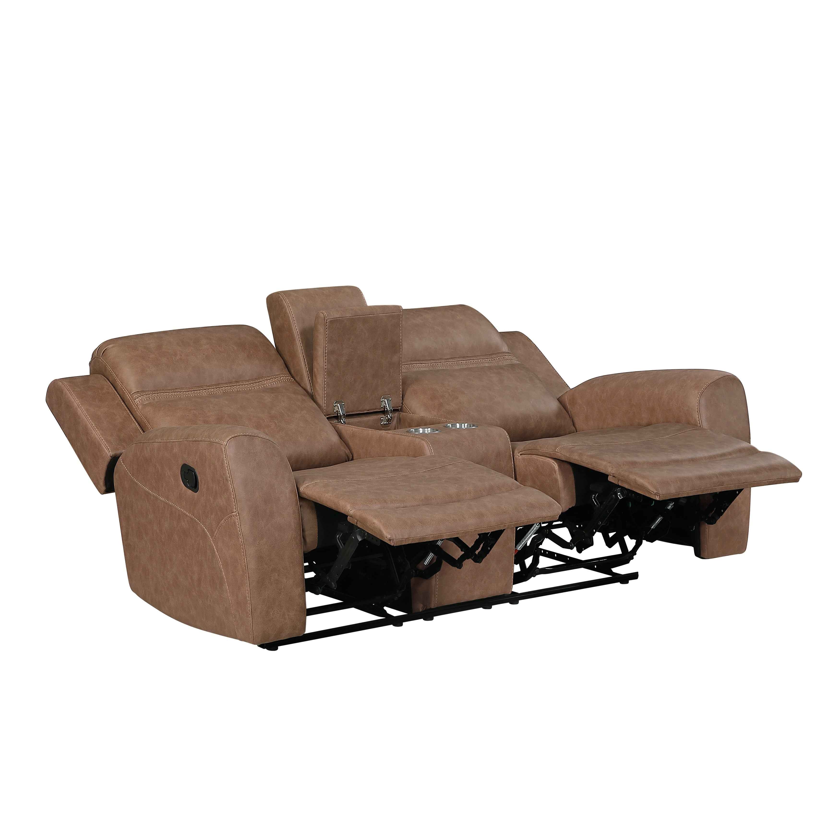 Hearth Brown Double Reclining Loveseat with Center Console - Image 4