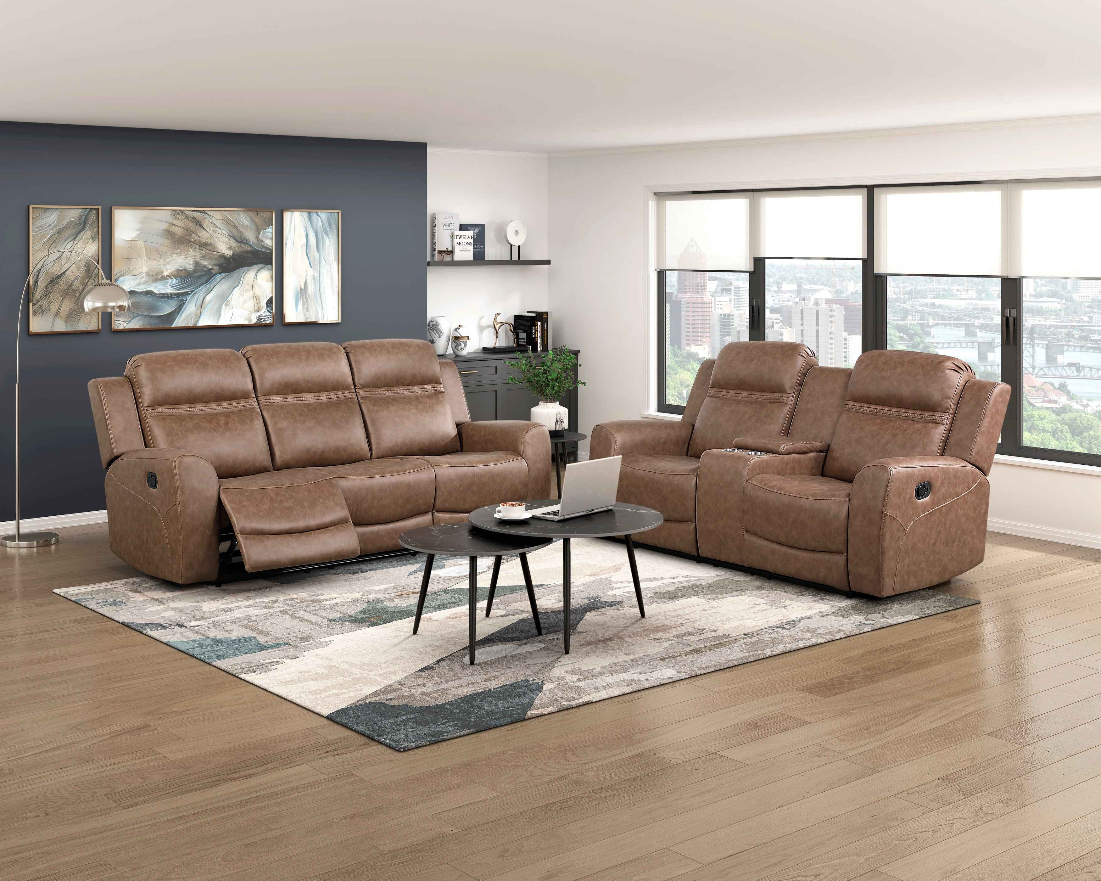 Hearth Brown Double Reclining Loveseat with Center Console - Image 9