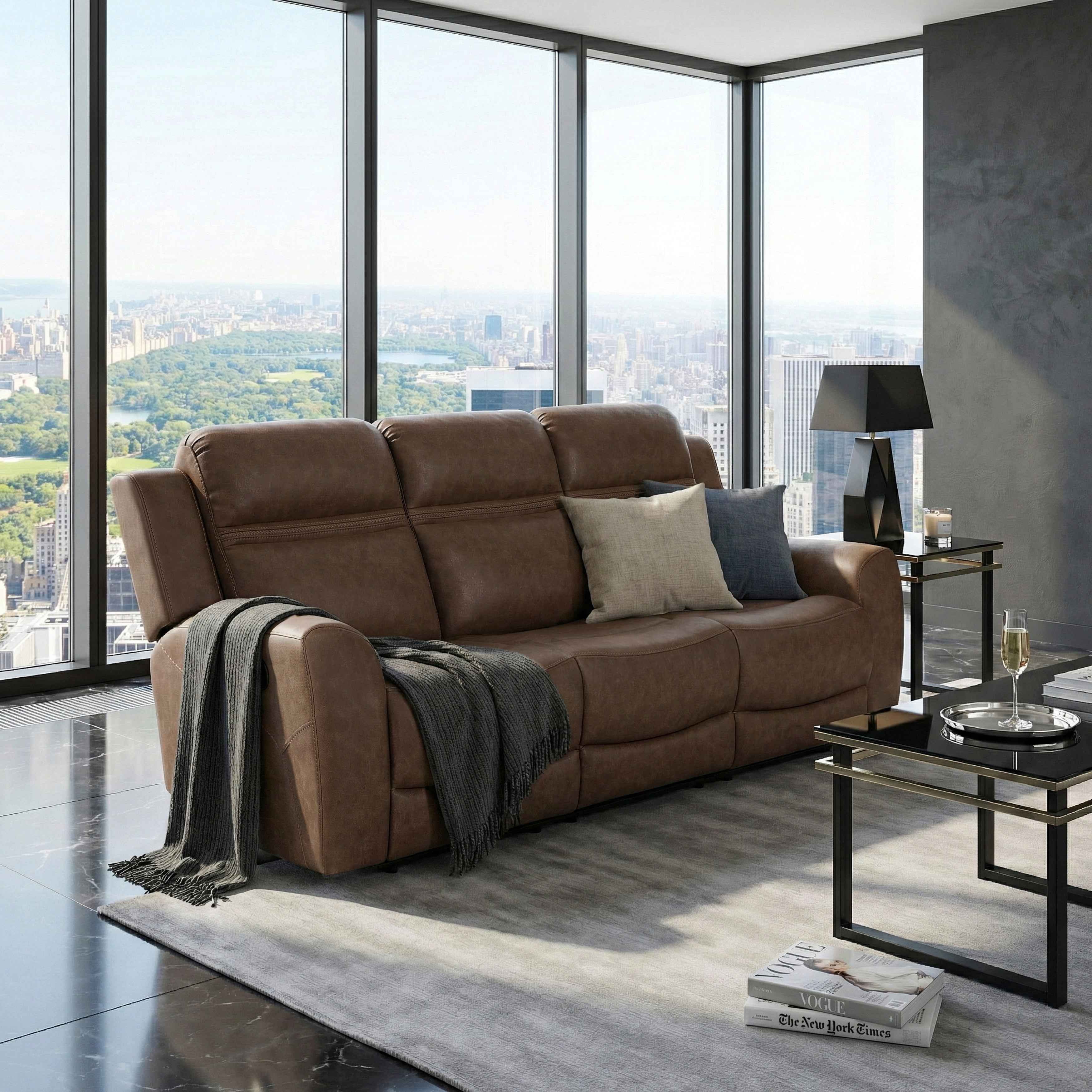 Hearth Brown Double Reclining Sofa - Image 18