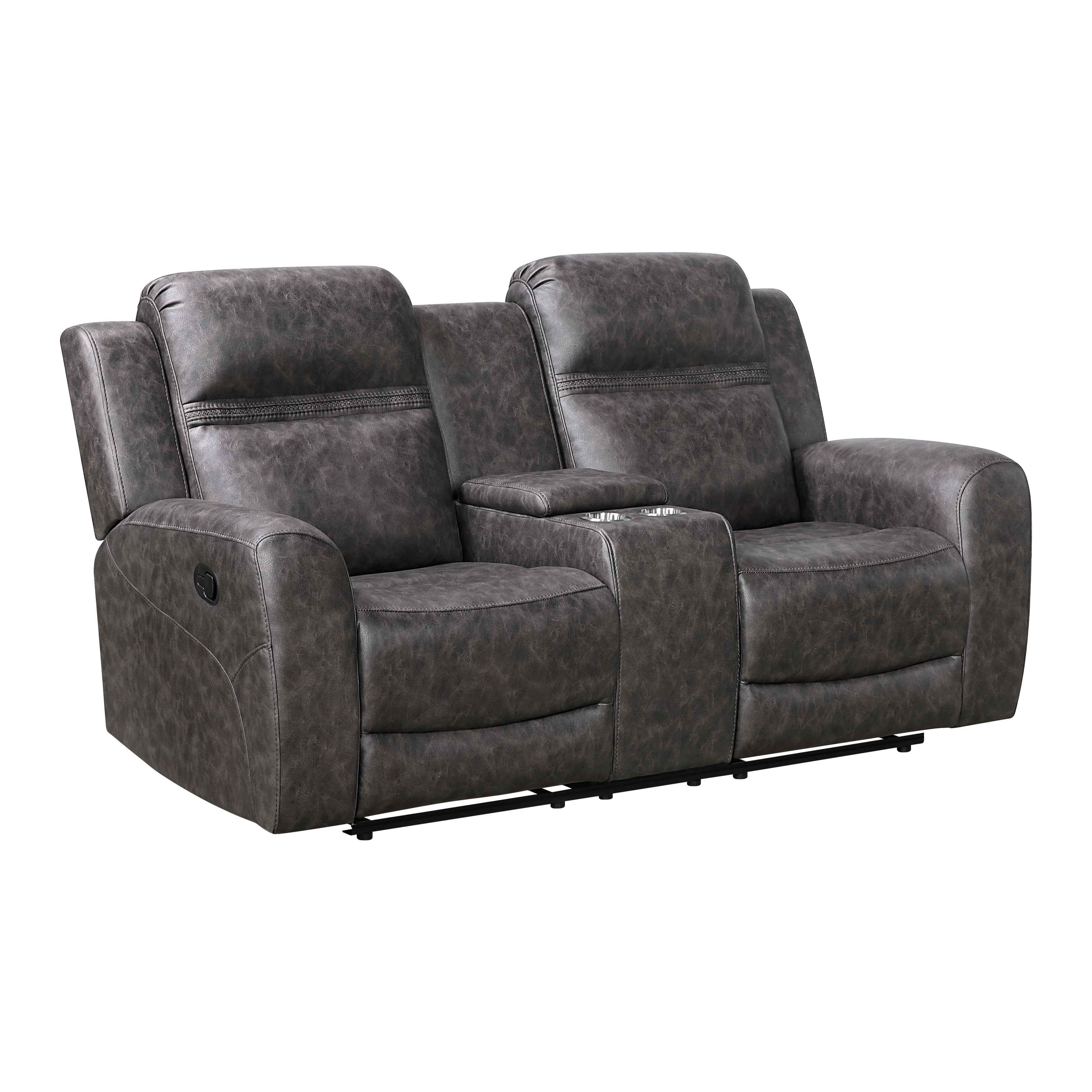Hearth Charcoal Double Reclining Loveseat with Center Console - Image 2