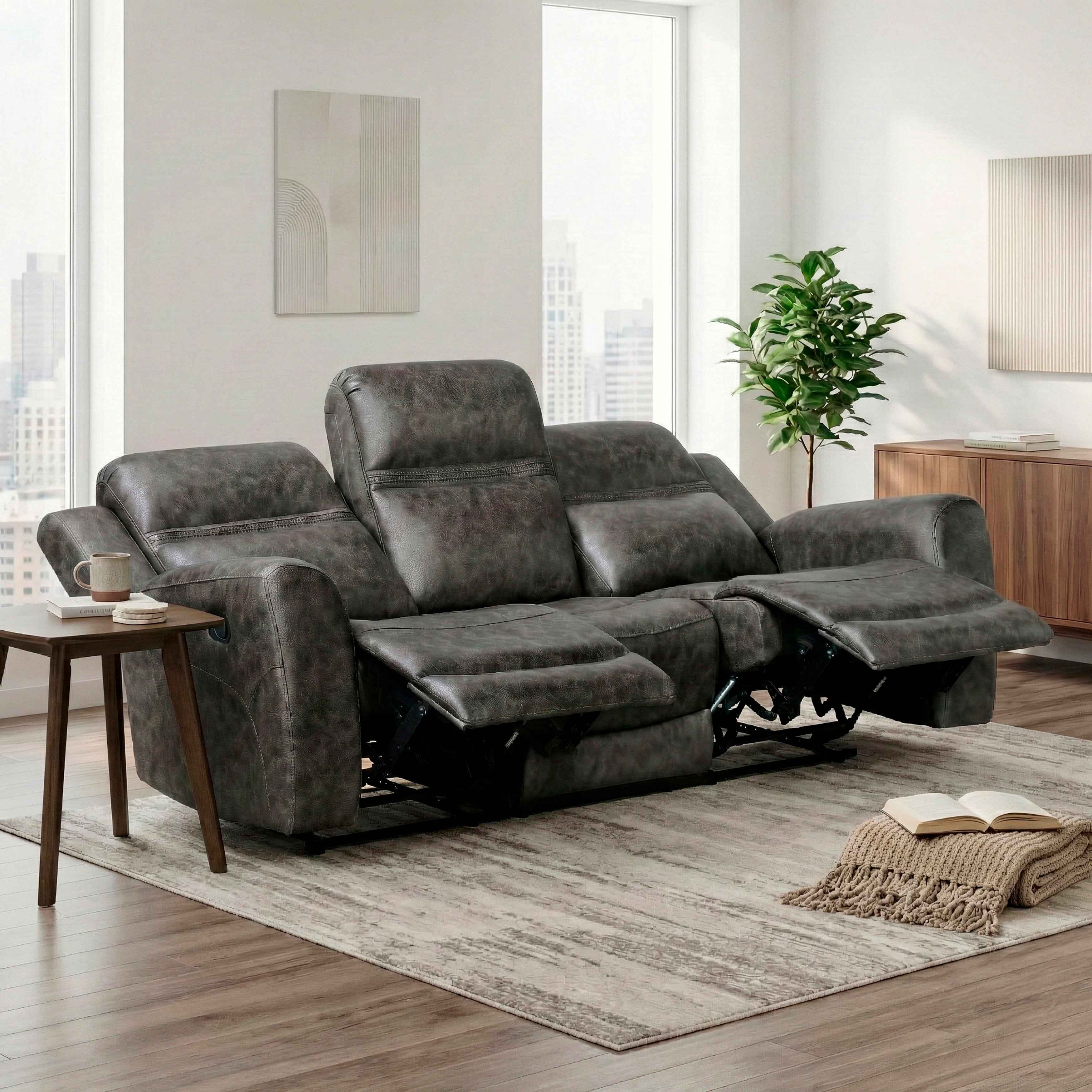 Hearth Charcoal Double Reclining Sofa - Image 14