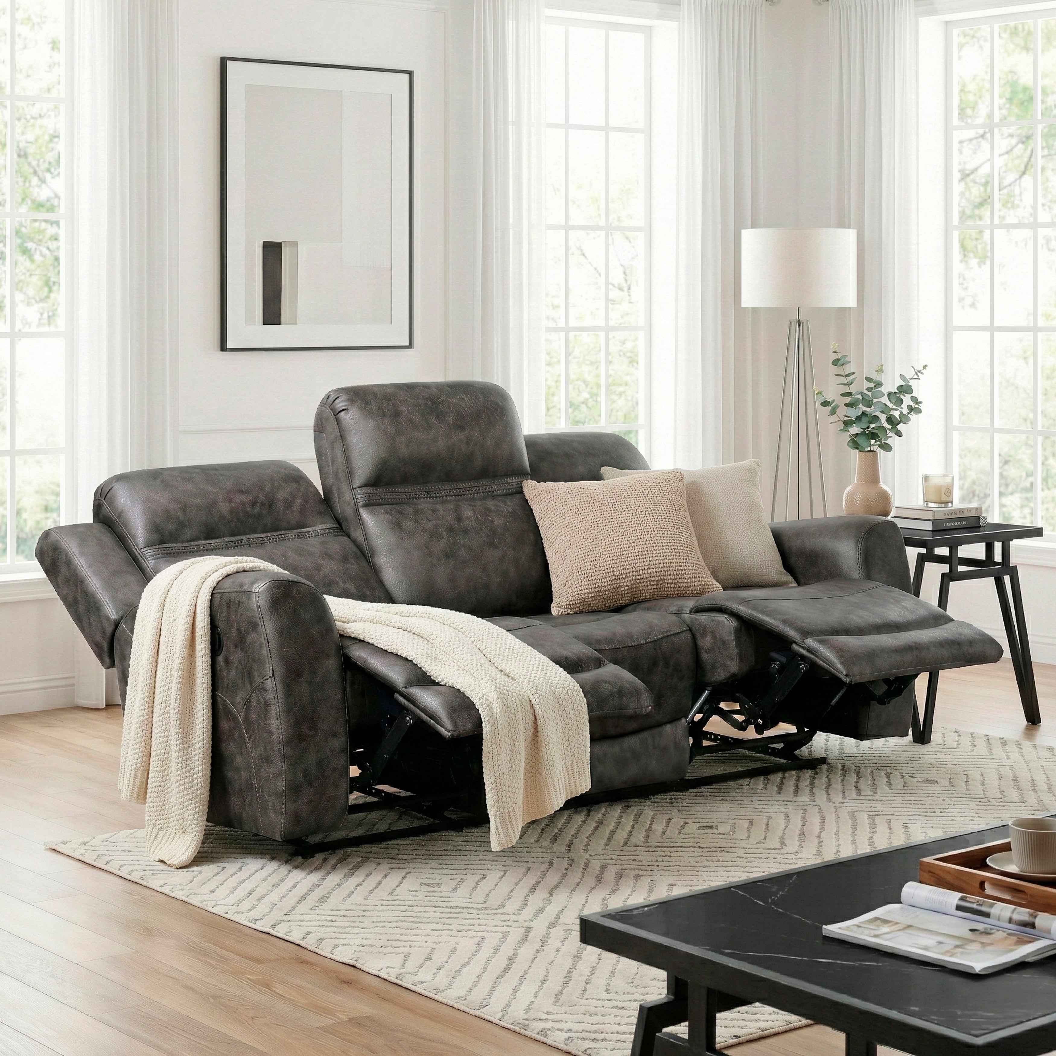 Hearth Charcoal Double Reclining Sofa - Image 15