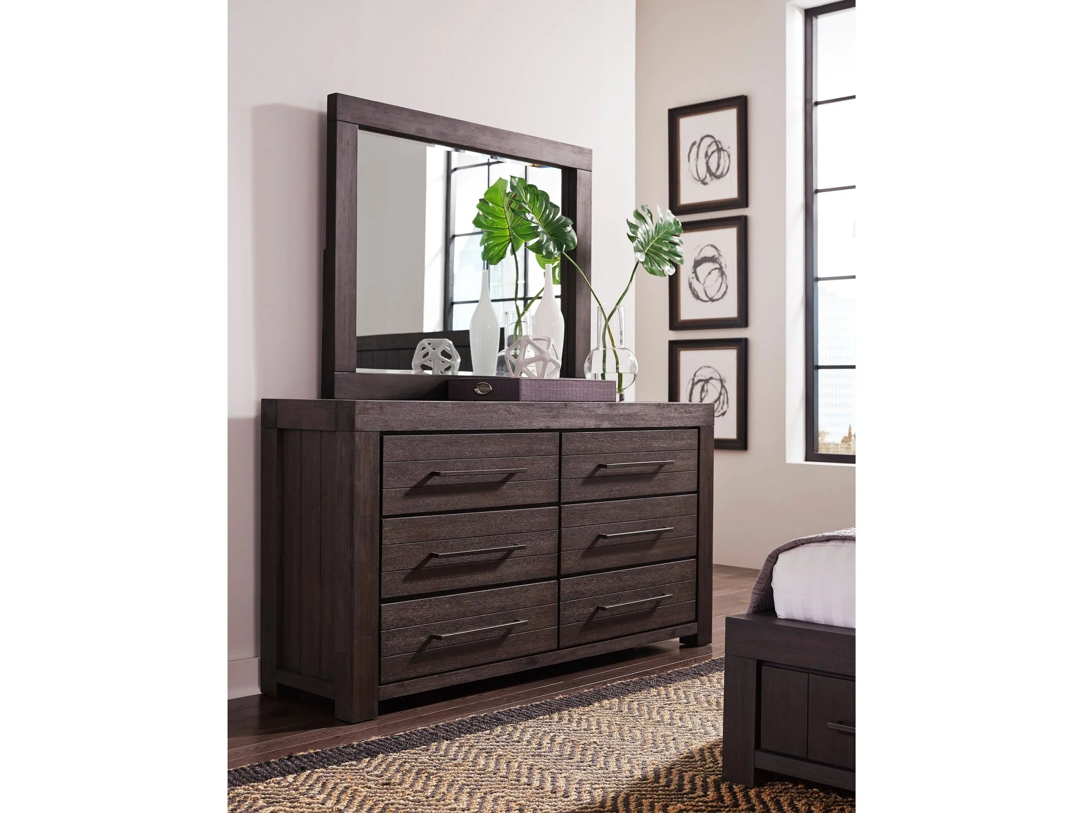 Heath Six Drawer Dresser in Basalt Grey