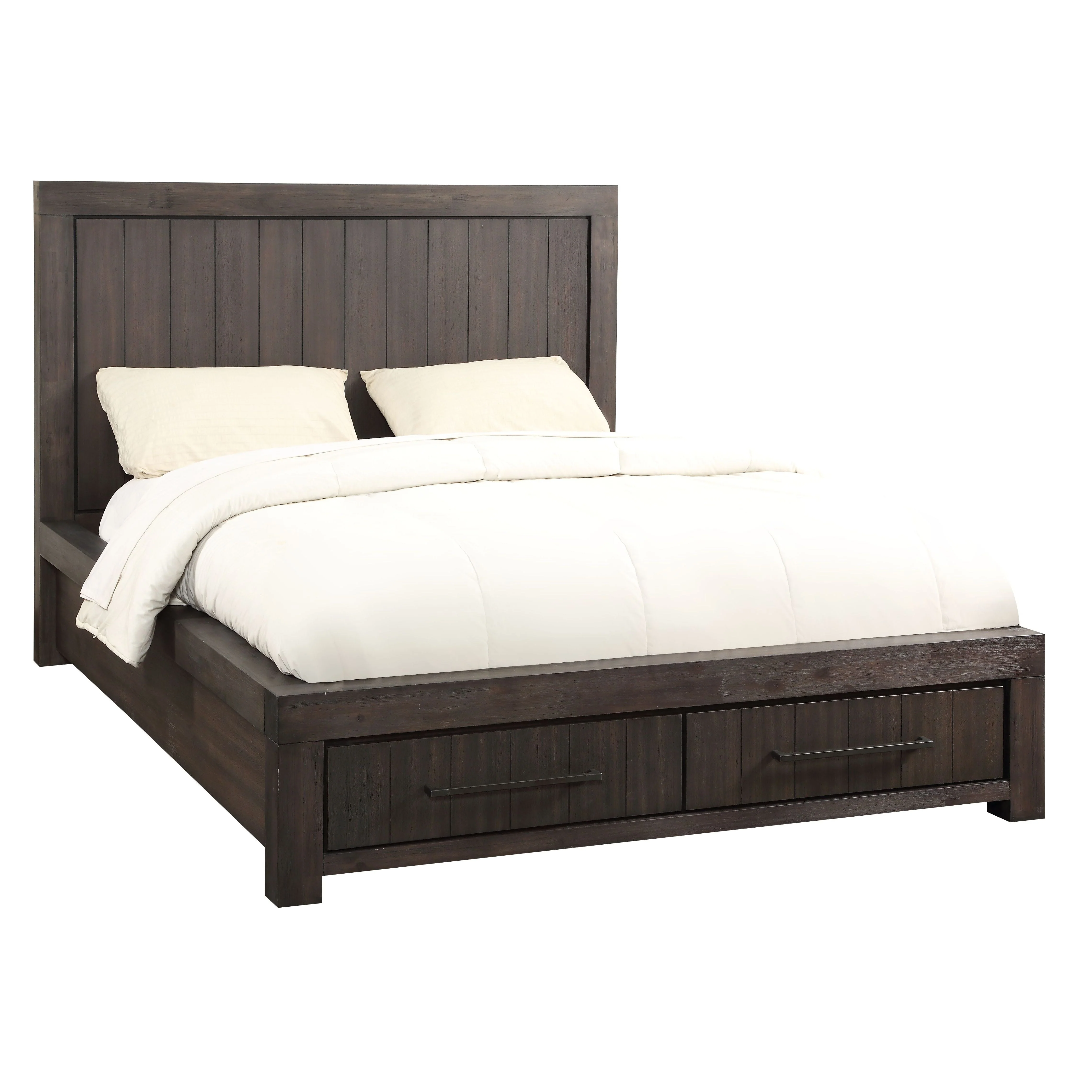 Heath Two Drawer Wood Queen Storage Bed in Basalt Grey - Image 3
