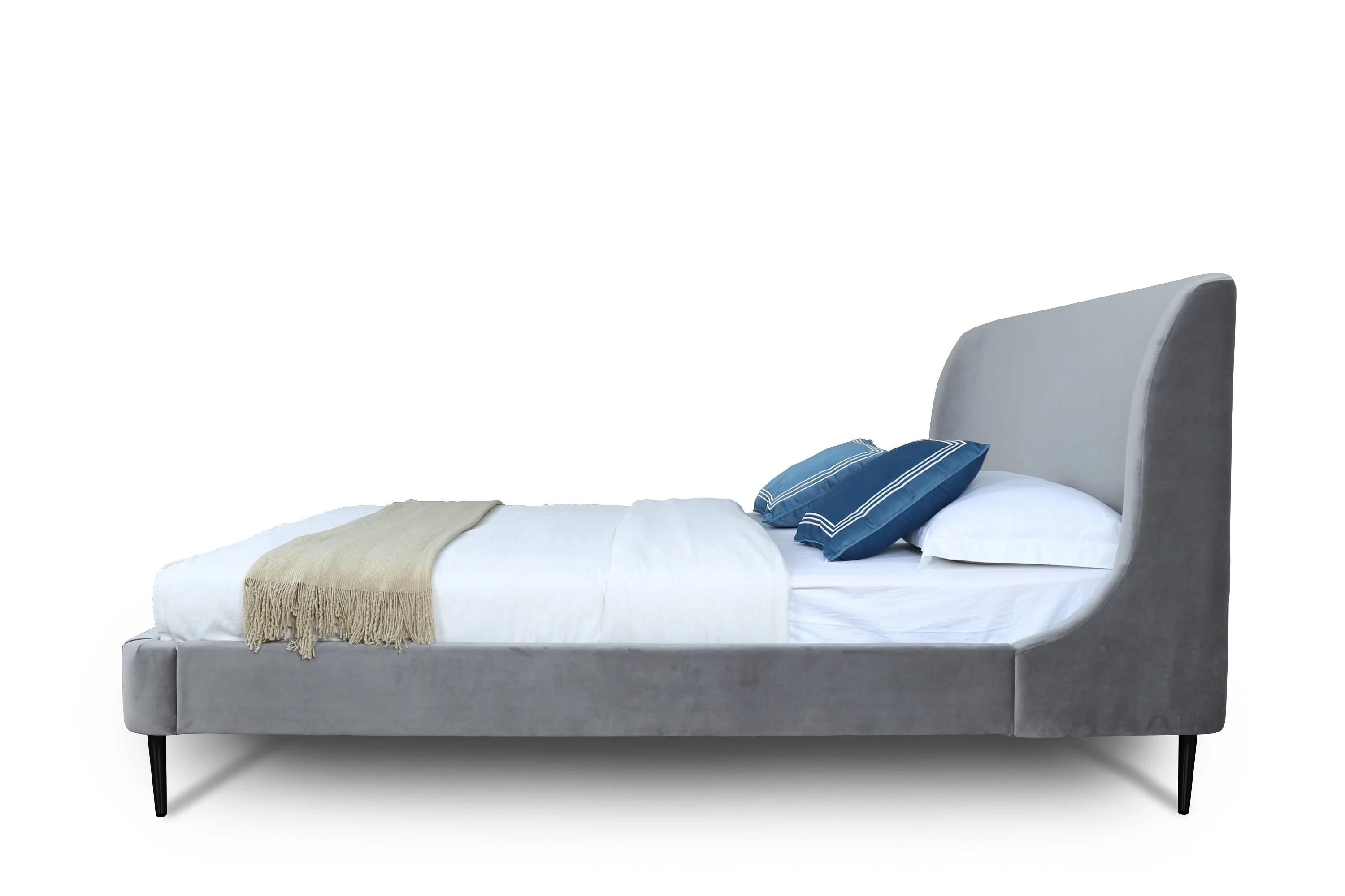Heather Queen Bed in Grey and Black Legs - Image 5