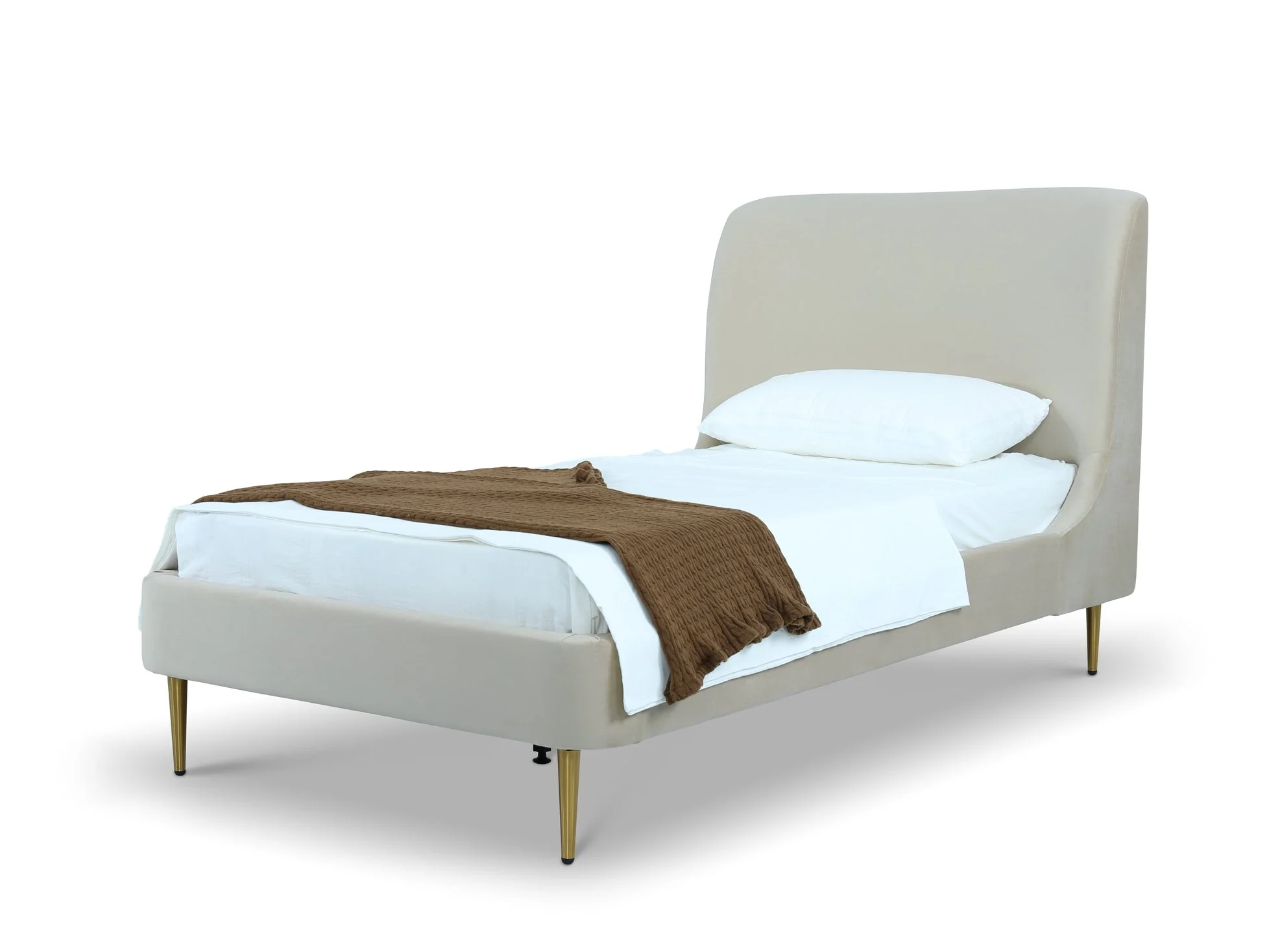 Heather Twin Bed in Cream with Gold Legs