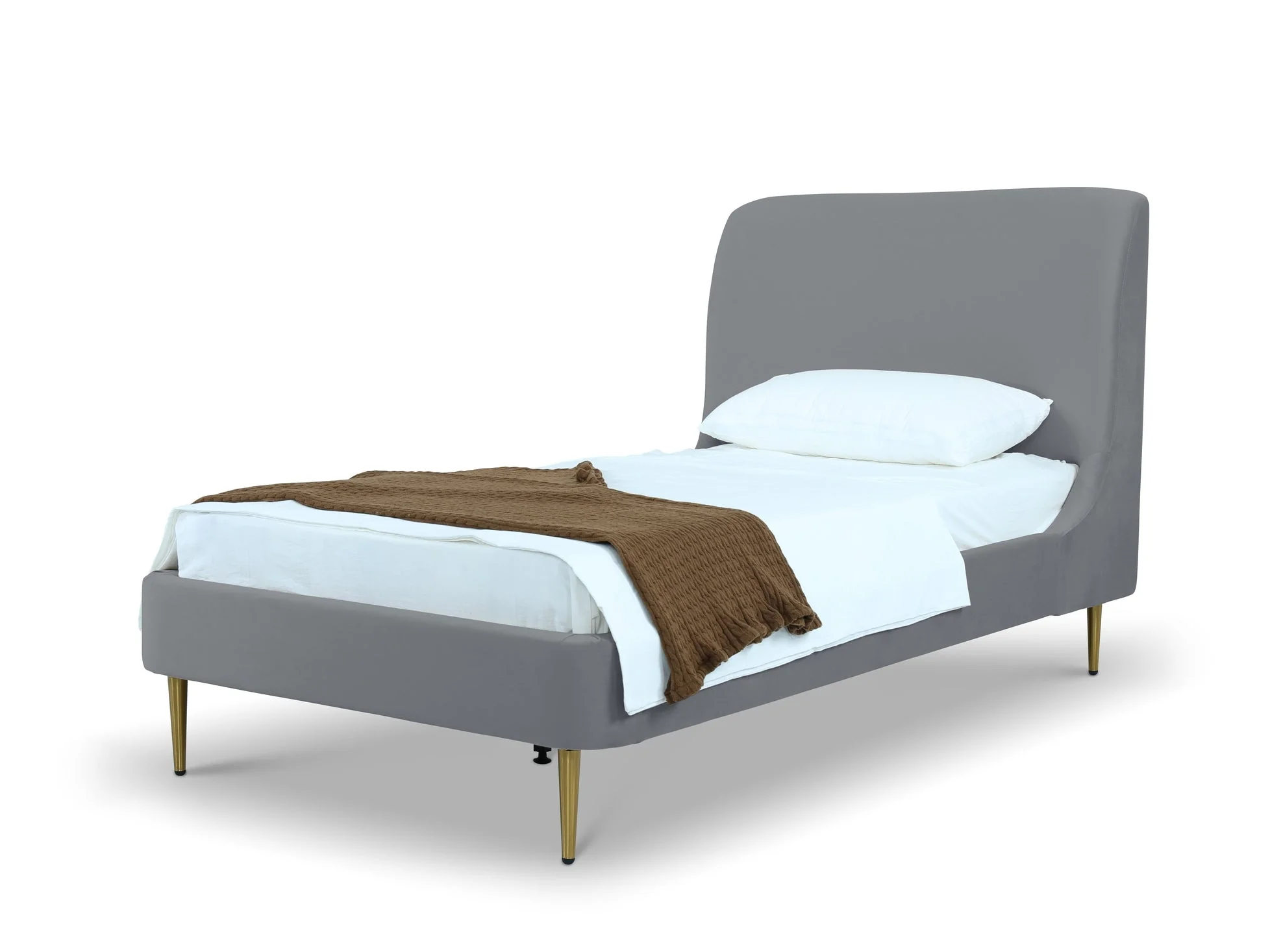 Heather Twin Bed in Grey with Gold Legs