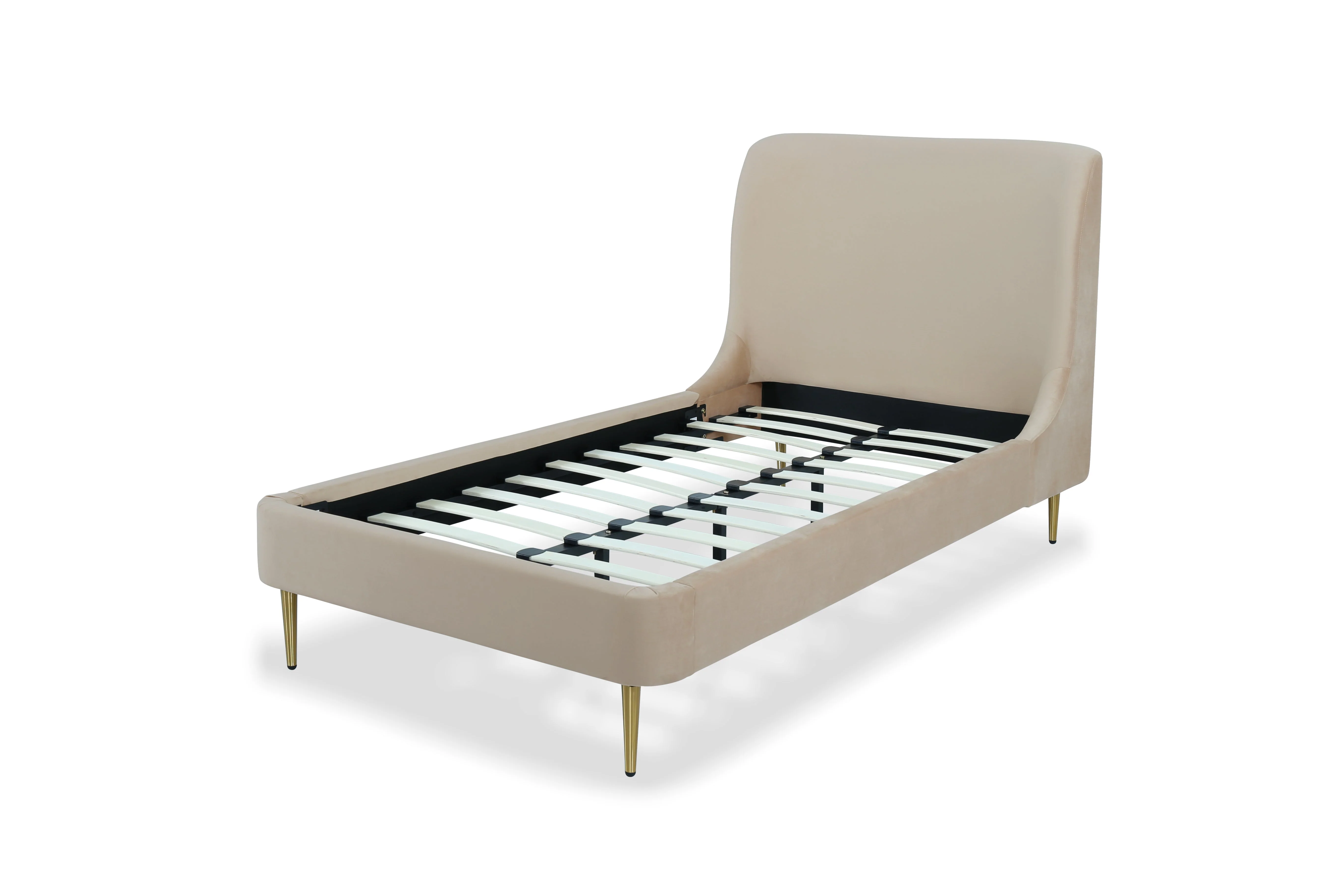 Heather Twin Bed in Taupe with Gold Legs - Image 10